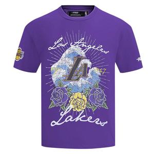 Pro Standard Los Angeles Lakers Fire Roses Tee Shirt-Purple