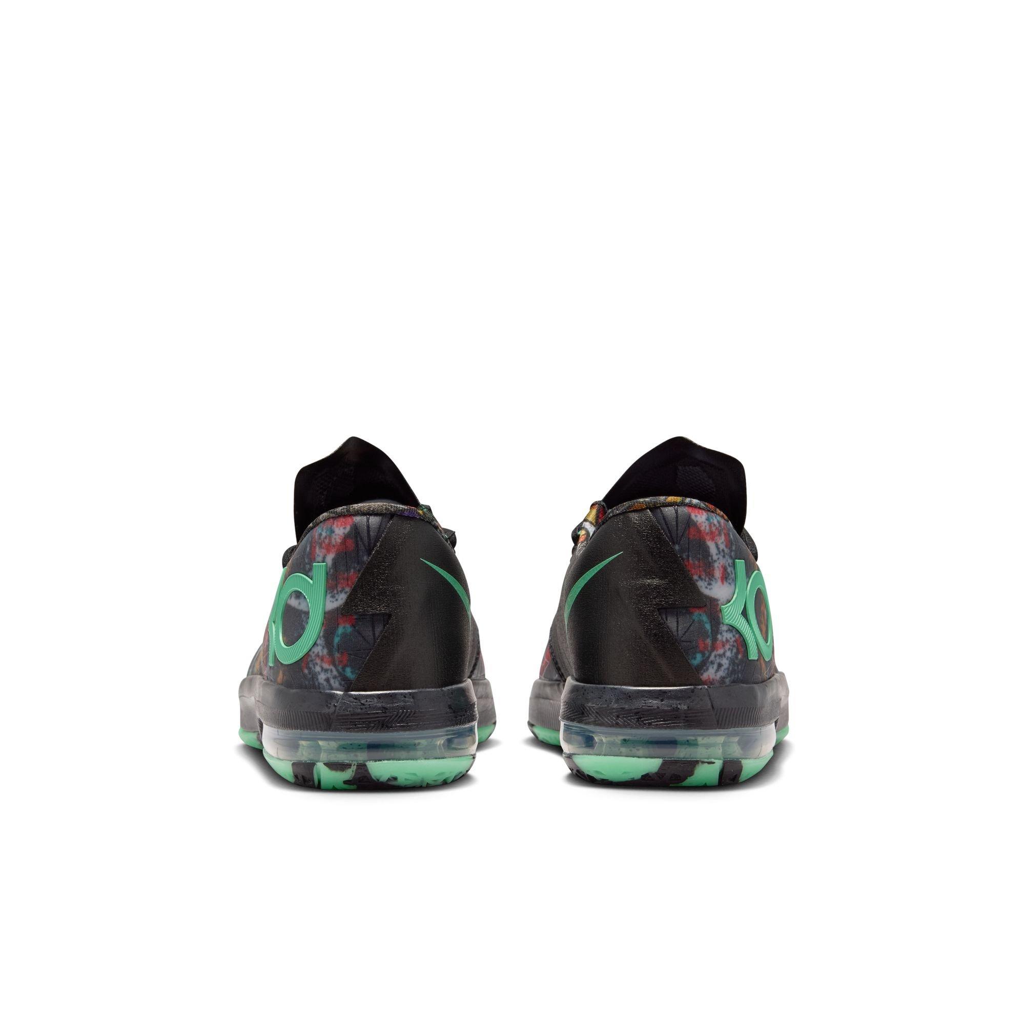 Nike Zoom KD 6 "All-Star Illusion" Grade School Kids' Basketball Shoe - GREEN GLOW/BLACK Thumbnail View 11