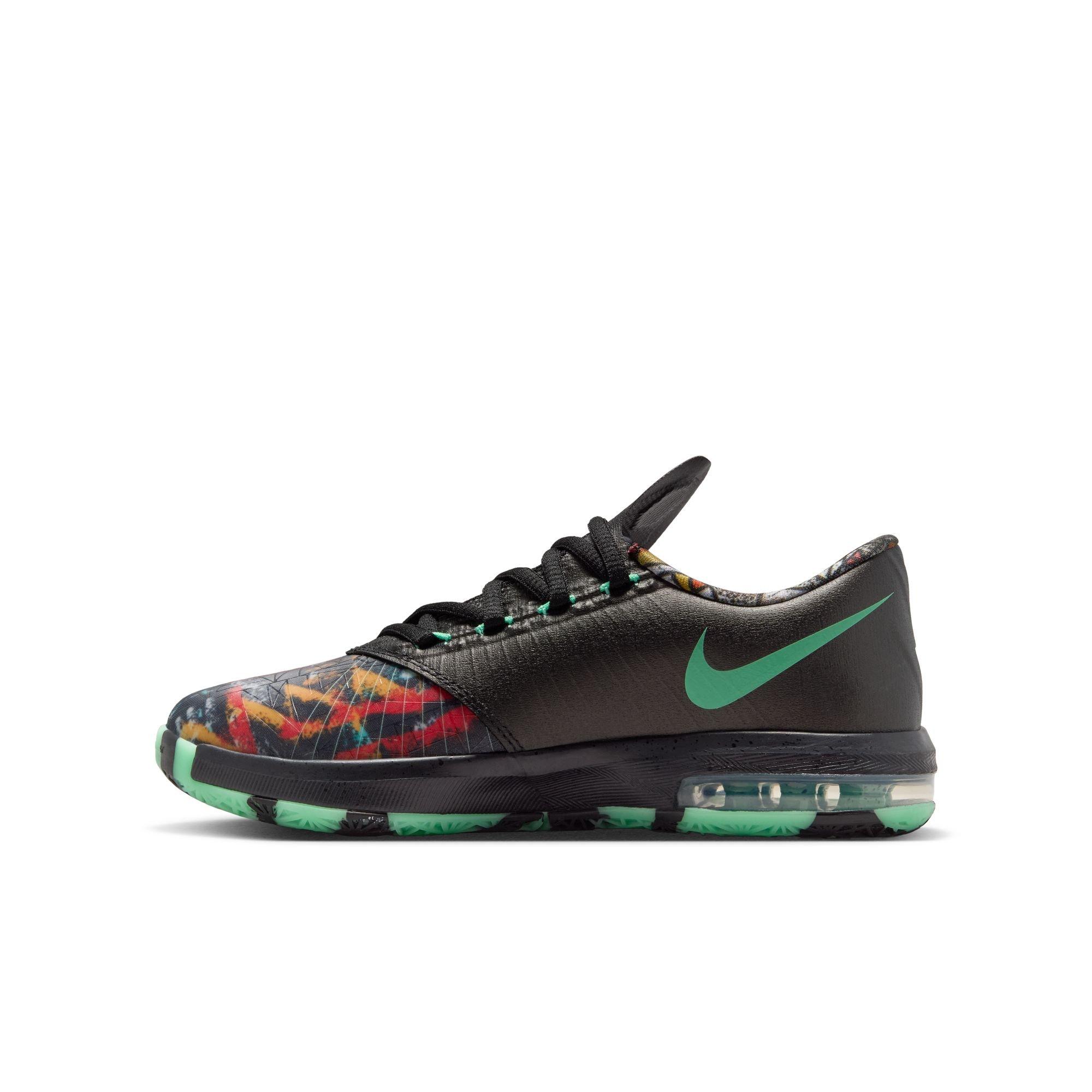Nike Zoom KD 6 "All-Star Illusion" Grade School Kids' Basketball Shoe - GREEN GLOW/BLACK Thumbnail View 10