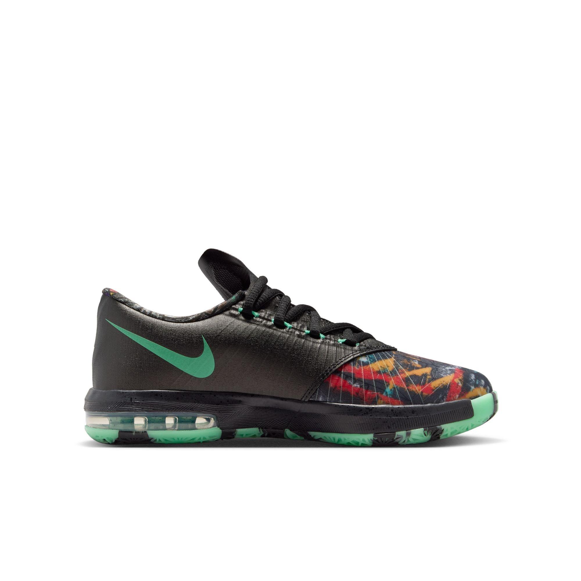 Nike Zoom KD 6 "All-Star Illusion" Grade School Kids' Basketball Shoe - GREEN GLOW/BLACK Thumbnail View 3