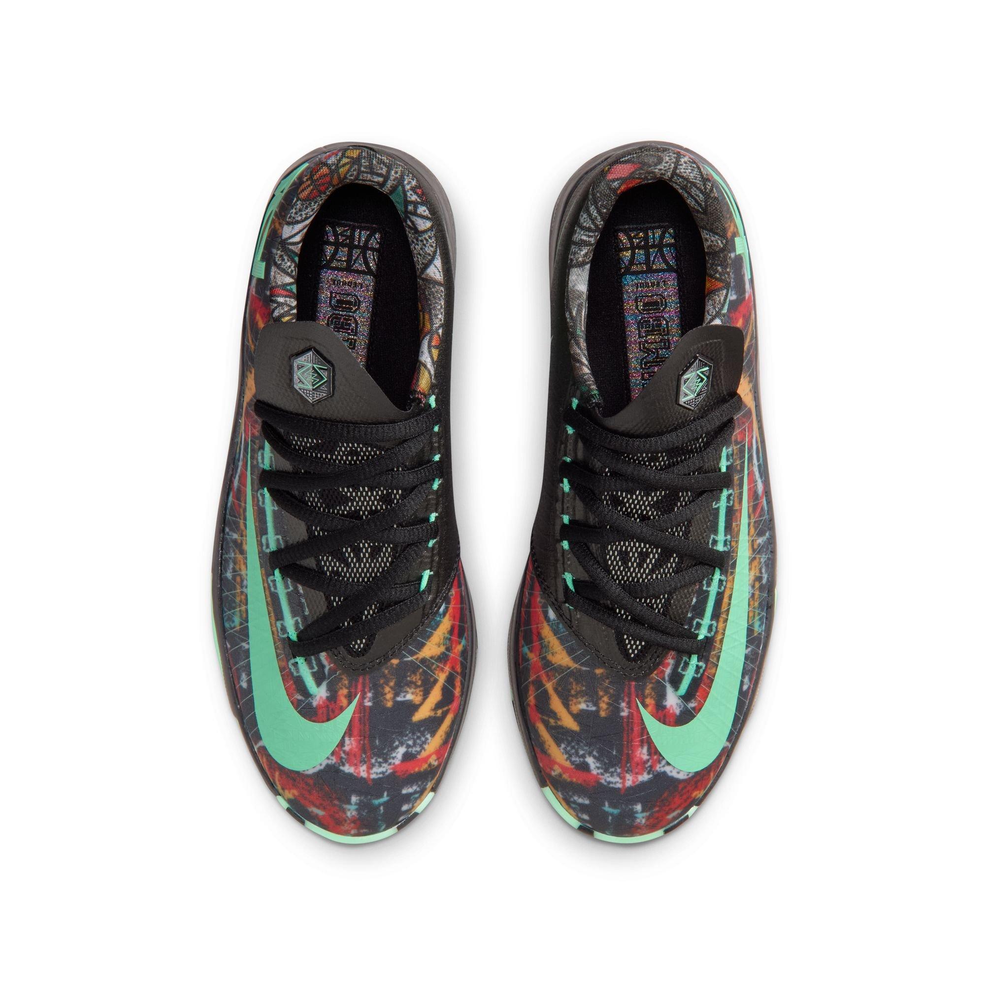 Nike Zoom KD 6 "All-Star Illusion" Grade School Kids' Basketball Shoe - GREEN GLOW/BLACK Thumbnail View 12