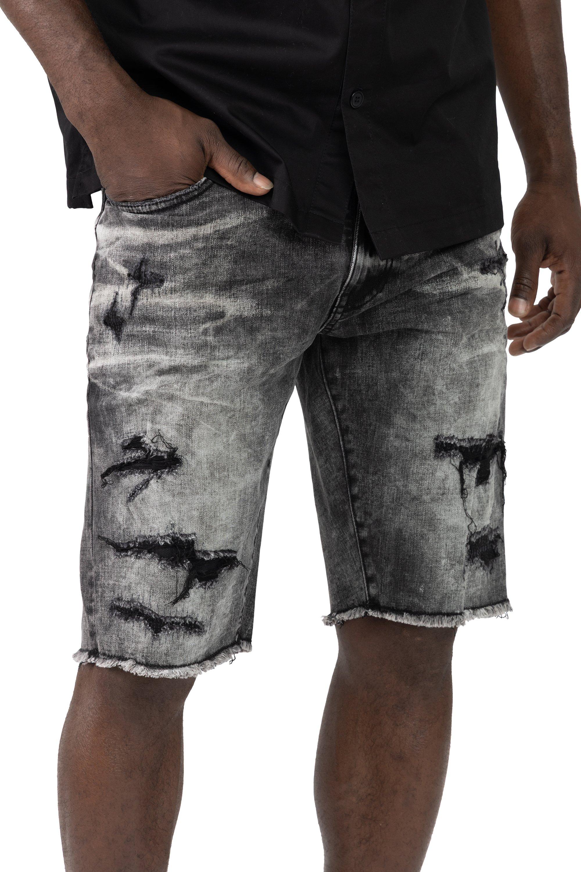 Smoke Rise Men's Argon Black Denim Shorts - BLACK Thumbnail View 1