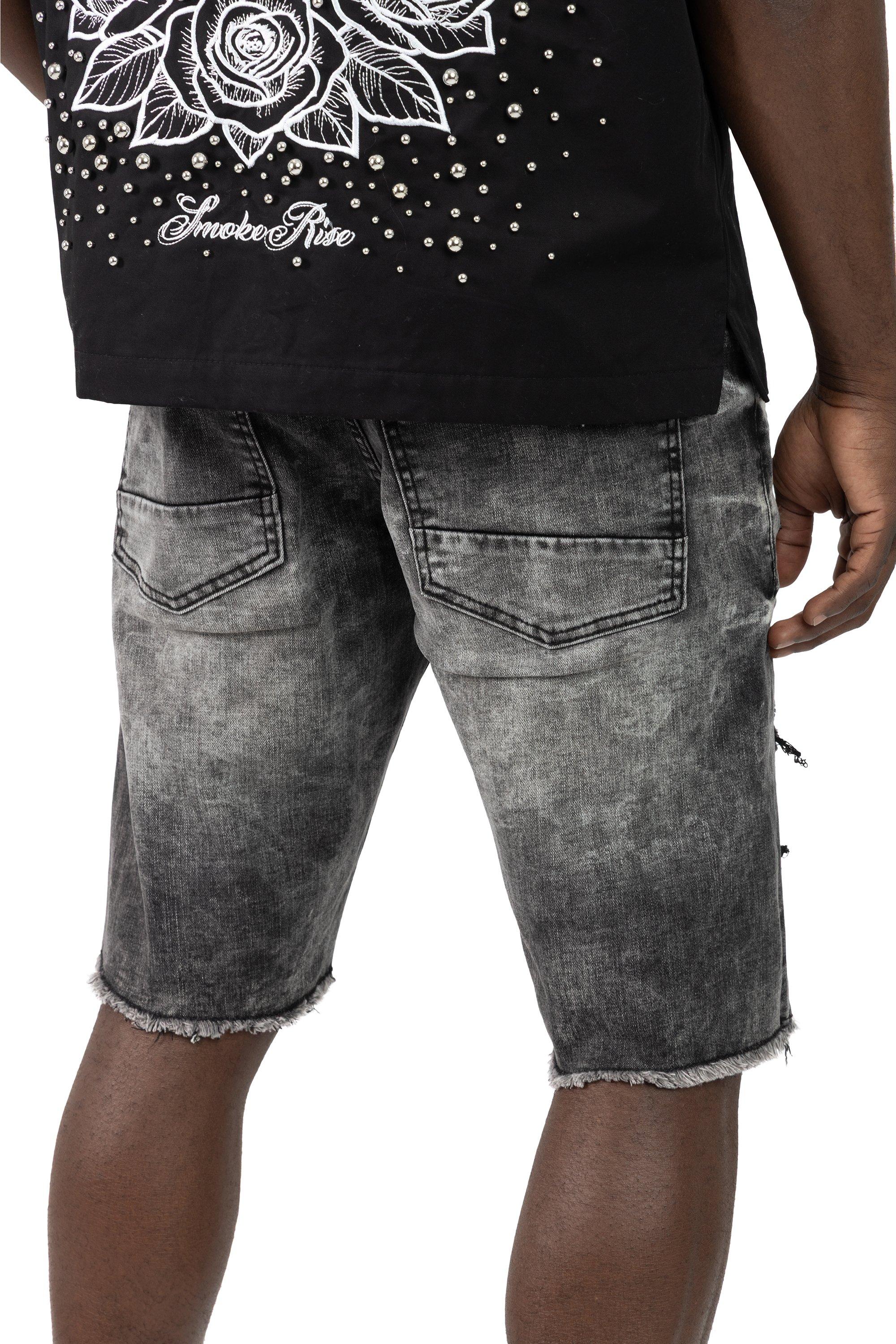 Smoke Rise Men's Argon Black Denim Shorts - BLACK Thumbnail View 2