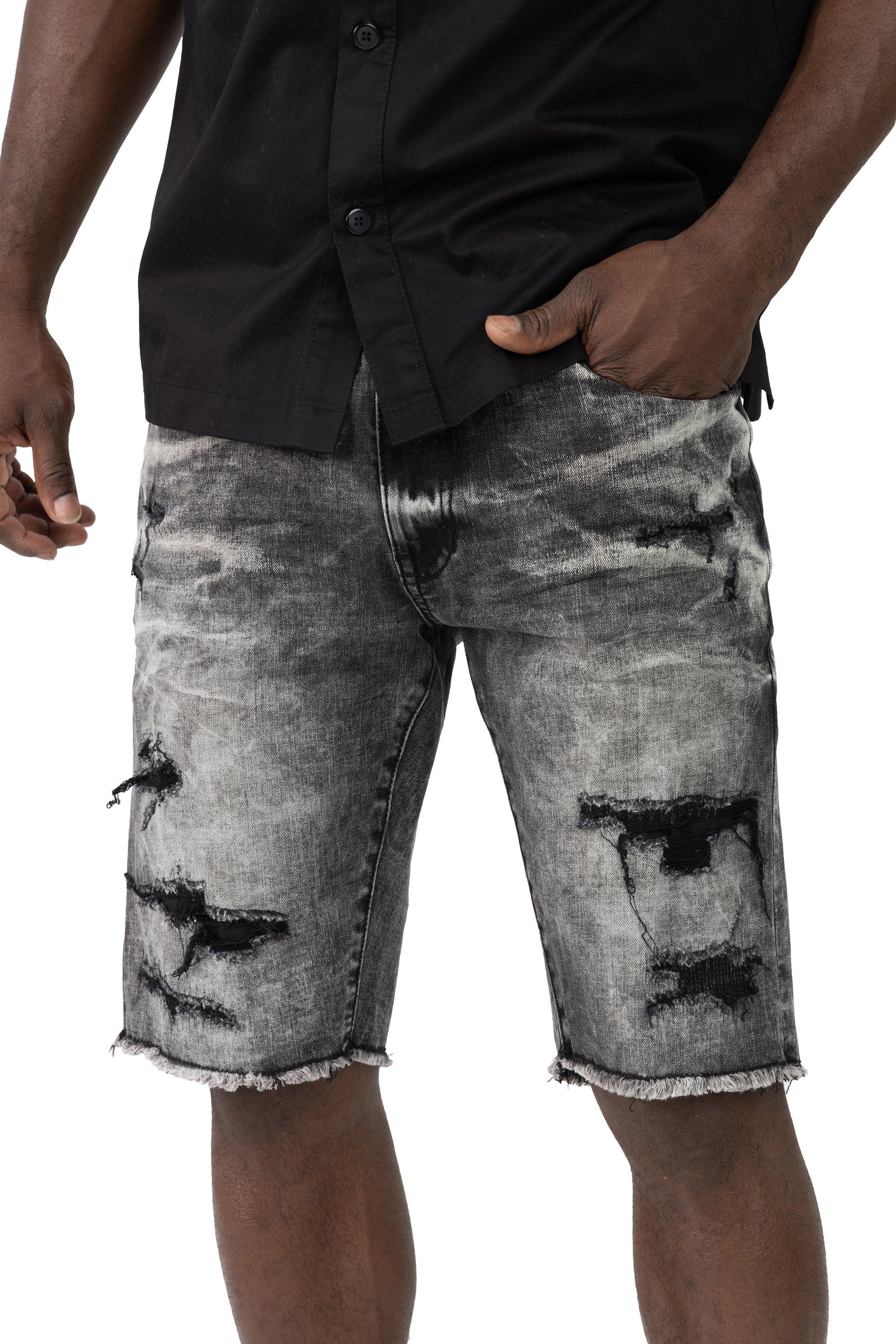 Smoke Rise Men's Argon Black Denim Shorts - BLACK Thumbnail View 3