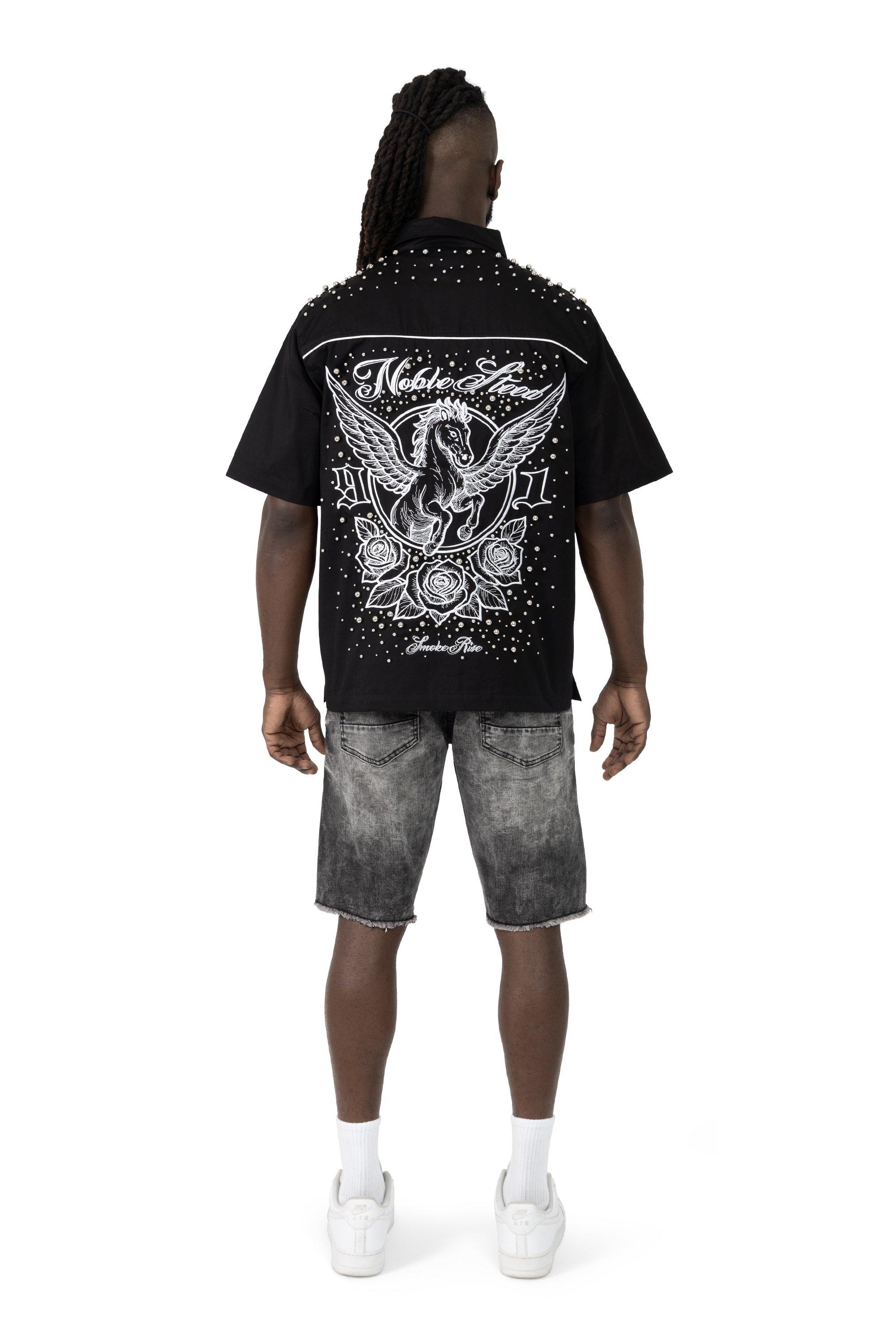 Smoke Rise Men's Argon Black Denim Shorts - BLACK Thumbnail View 5