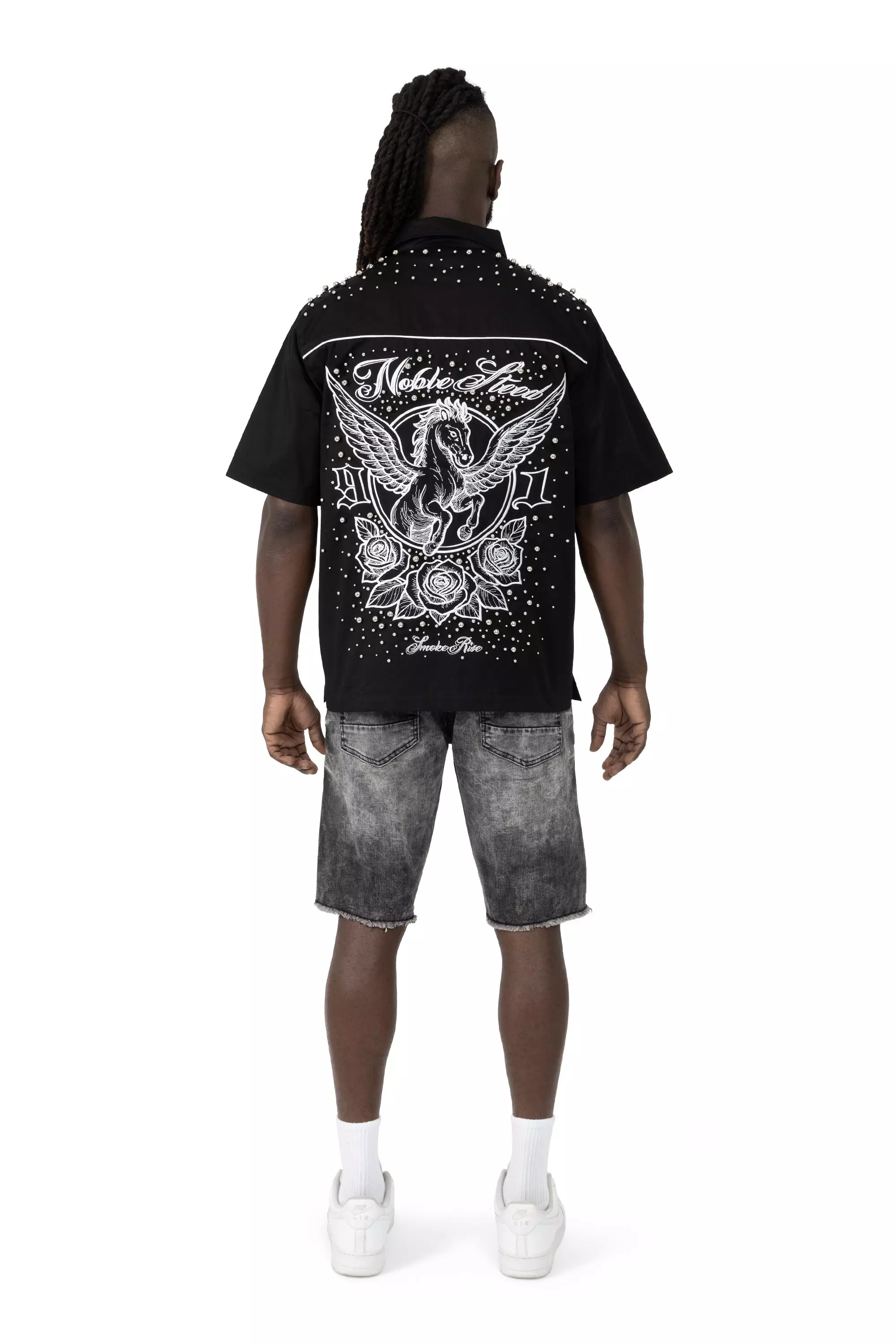 Smoke Rise Men's Argon Black Denim Shorts - BLACK