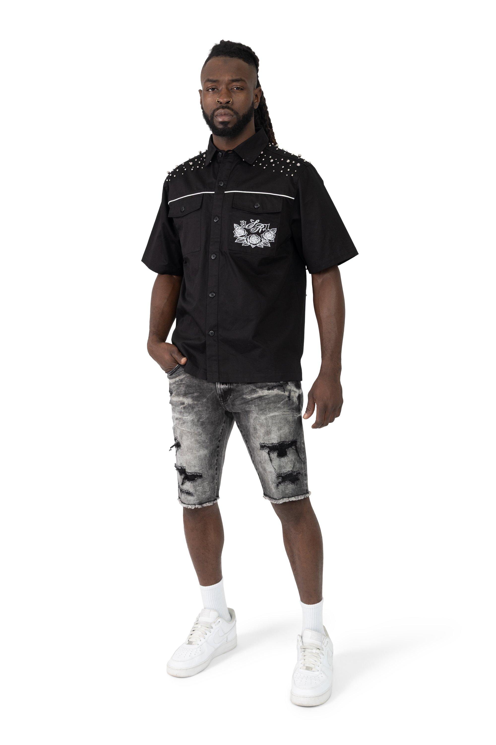 Smoke Rise Men's Argon Black Denim Shorts - BLACK Thumbnail View 6