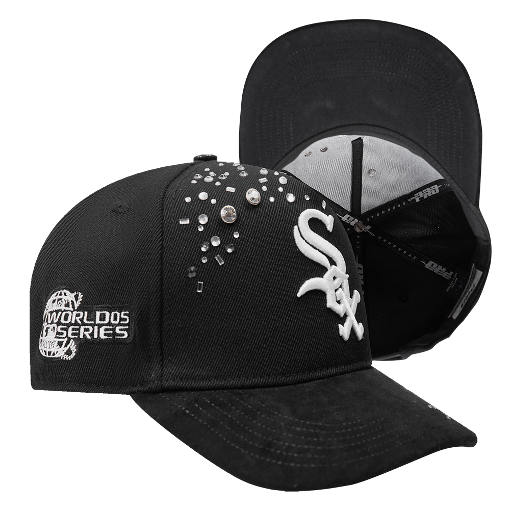 Pro Standard Chicago White Sox Iced Out Snapback Hat - Black - BLACK Thumbnail View 7