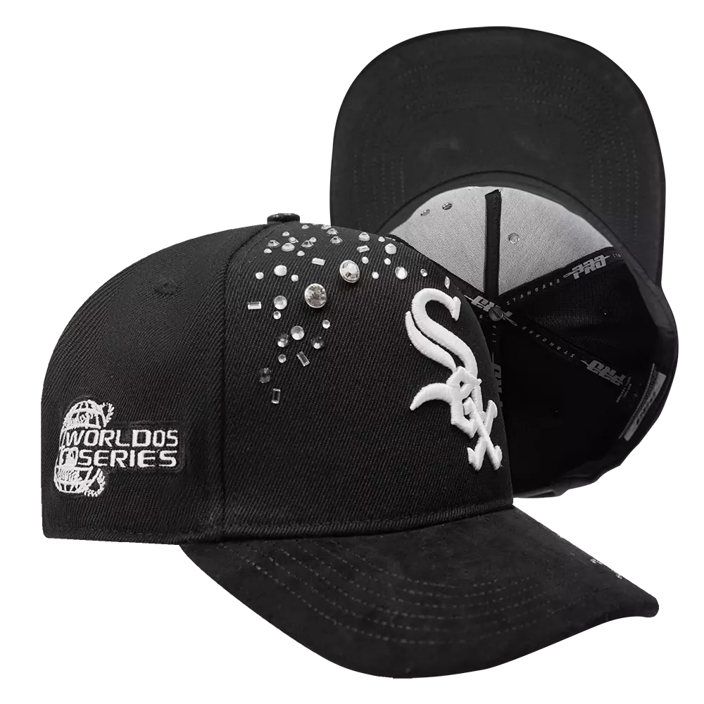 Pro Standard Chicago White Sox Iced Out Snapback Hat - Black - BLACK