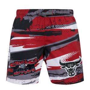 Pro Standard Chicago Bulls Big Boys All Over Print Splatter Woven Shorts-Red