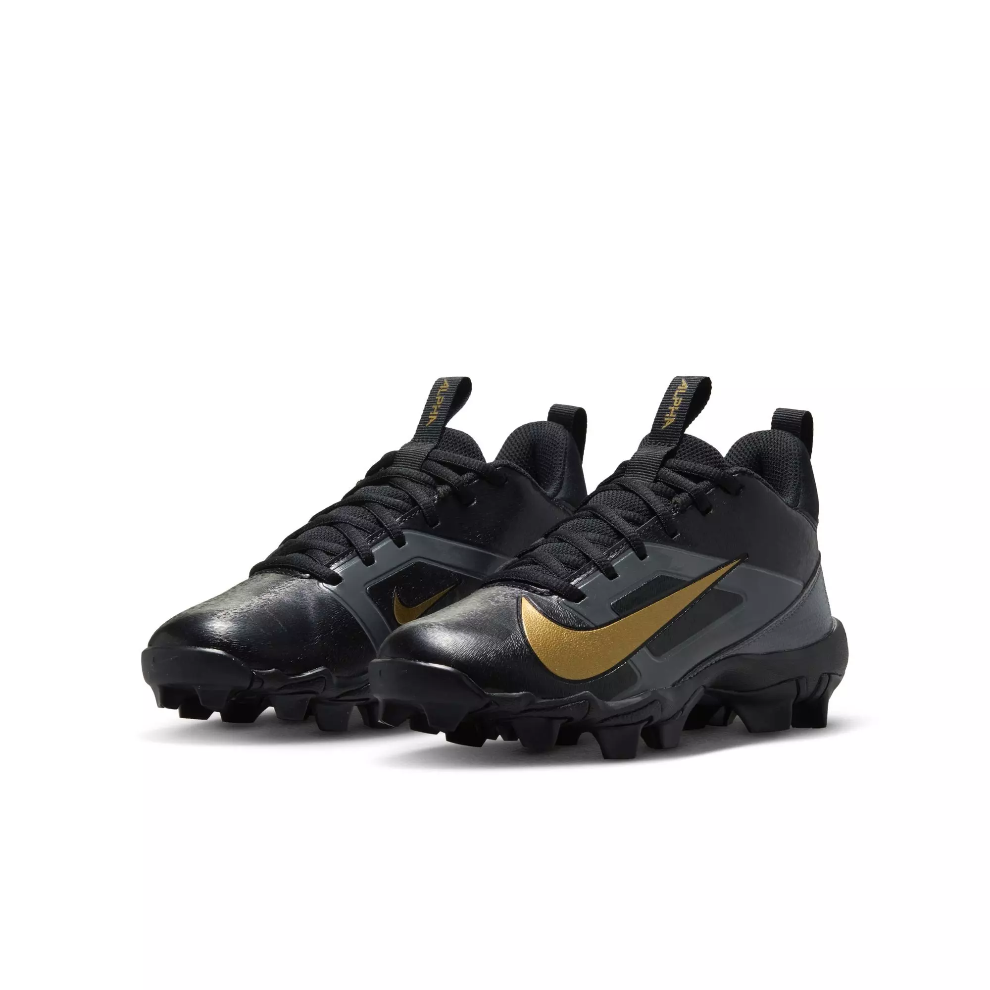 Nike Alpha Shark Saquan Barkley "Black/Metallic Gold" Grade School Boys' Football Cleat - BLACK/GOLD
