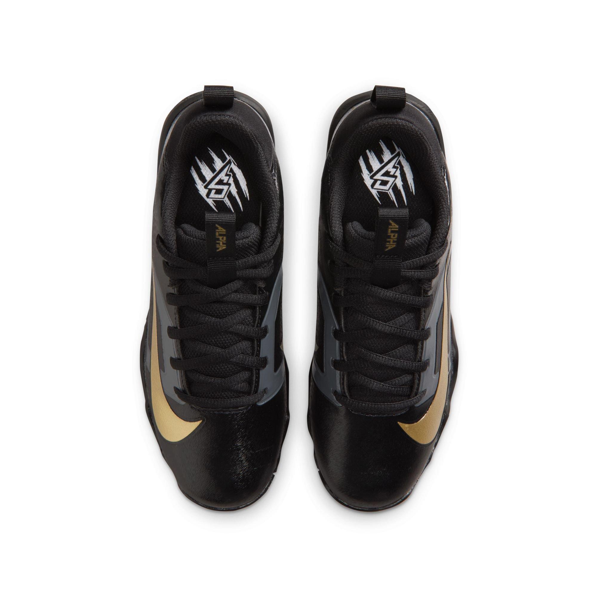 Nike Alpha Shark Saquan Barkley "Black/Metallic Gold" Grade School Boys' Football Cleat - BLACK/GOLD