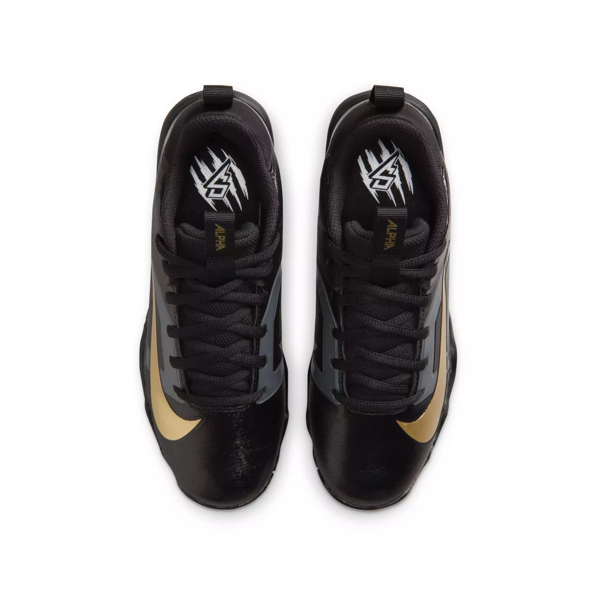 Nike Alpha Shark Saquan Barkley "Black/Metallic Gold" Grade School Boys' Football Cleat - BLACK/GOLD