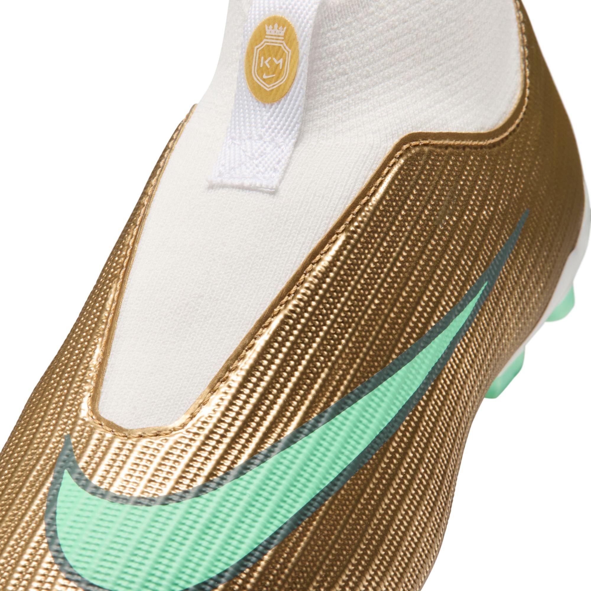 Nike Jr. Mercurial Superfly 11 Academy MG "Kylian Mbapp&eacute;" Grade School Kids' Soccer Cleat - METALLIC GOLD/GREEN GLOW