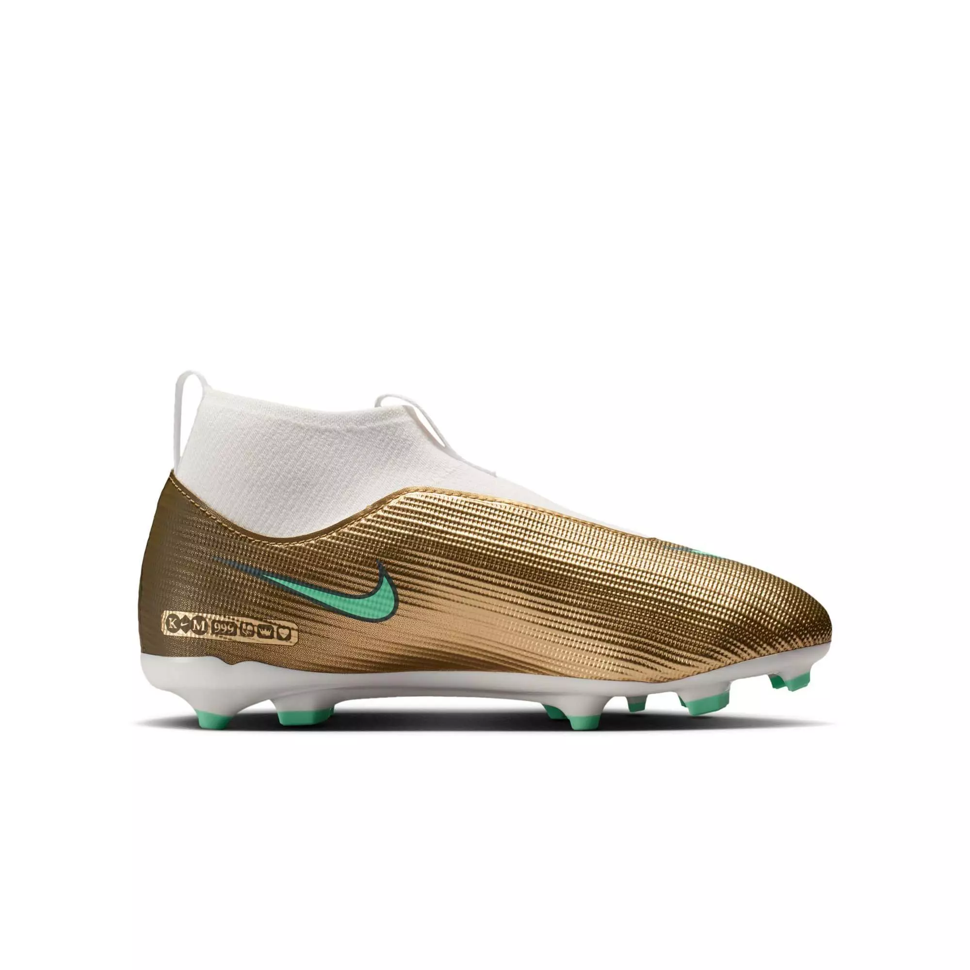 Nike Jr. Mercurial Superfly 11 Academy MG "Kylian Mbapp&eacute;" Grade School Kids' Soccer Cleat - METALLIC GOLD/GREEN GLOW