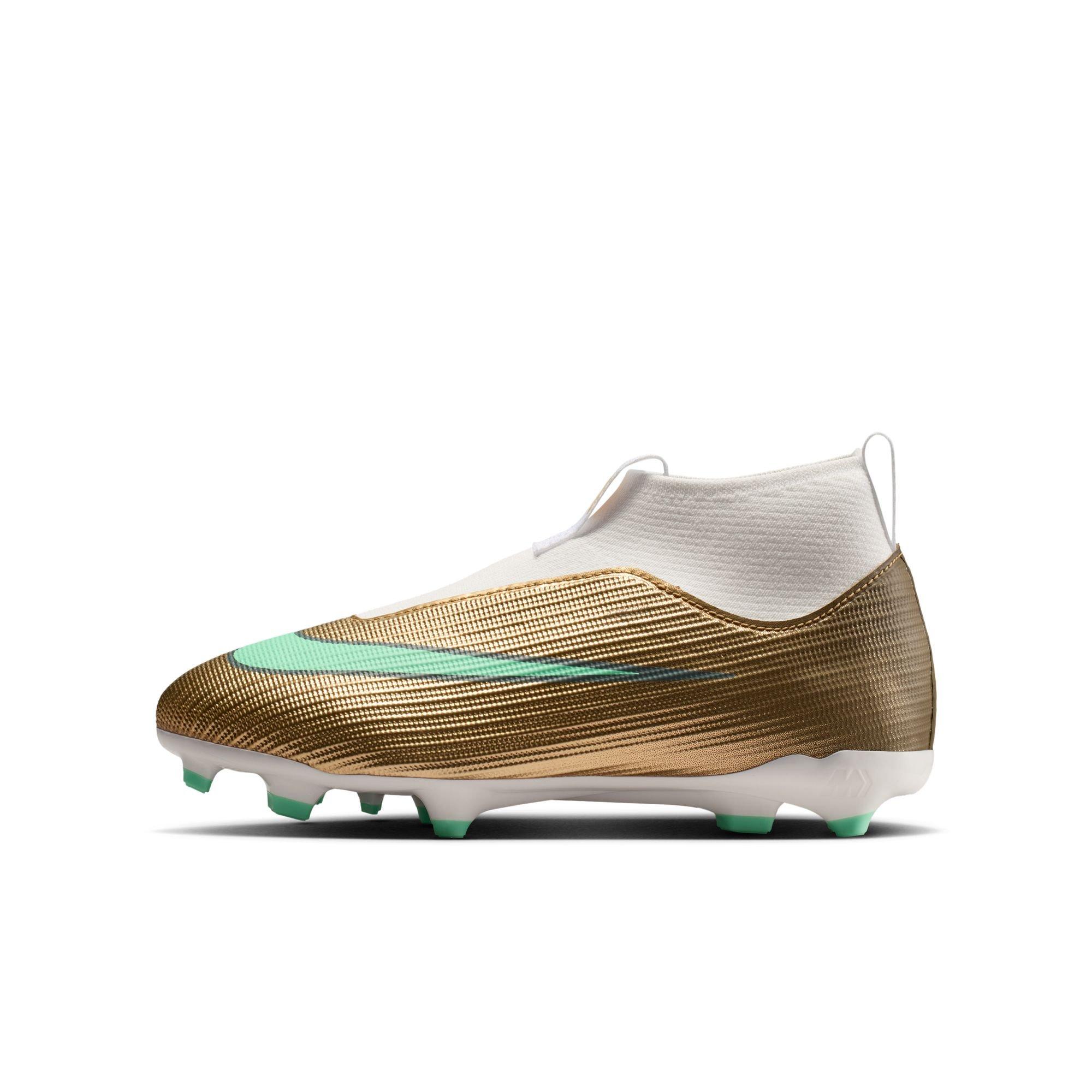 Nike Jr. Mercurial Superfly 11 Academy MG "Kylian Mbapp&eacute;" Grade School Kids' Soccer Cleat - METALLIC GOLD/GREEN GLOW