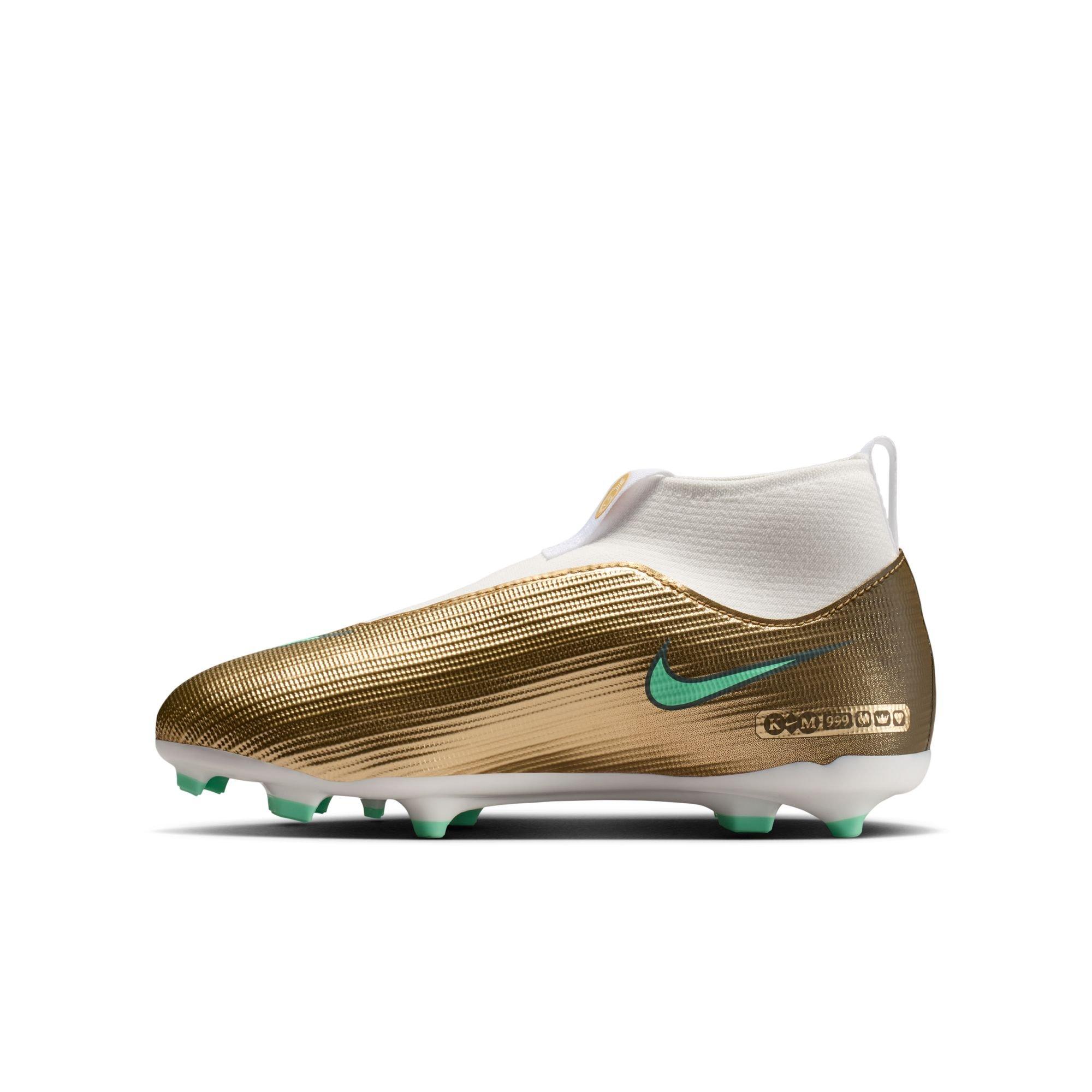 Nike Jr. Mercurial Superfly 11 Academy MG "Kylian Mbapp&eacute;" Grade School Kids' Soccer Cleat - METALLIC GOLD/GREEN GLOW