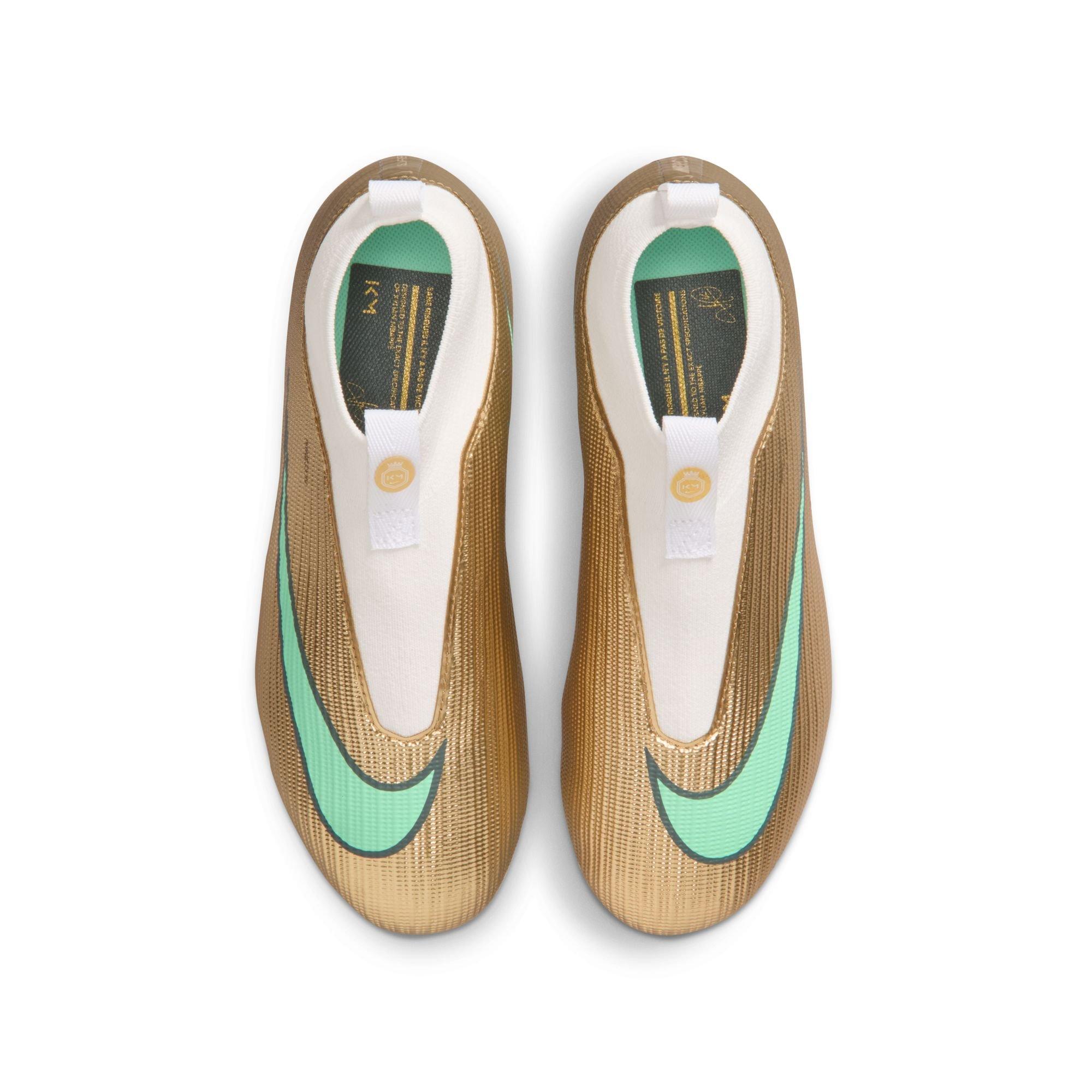 Nike Jr. Mercurial Superfly 11 Academy MG "Kylian Mbapp&eacute;" Grade School Kids' Soccer Cleat - METALLIC GOLD/GREEN GLOW