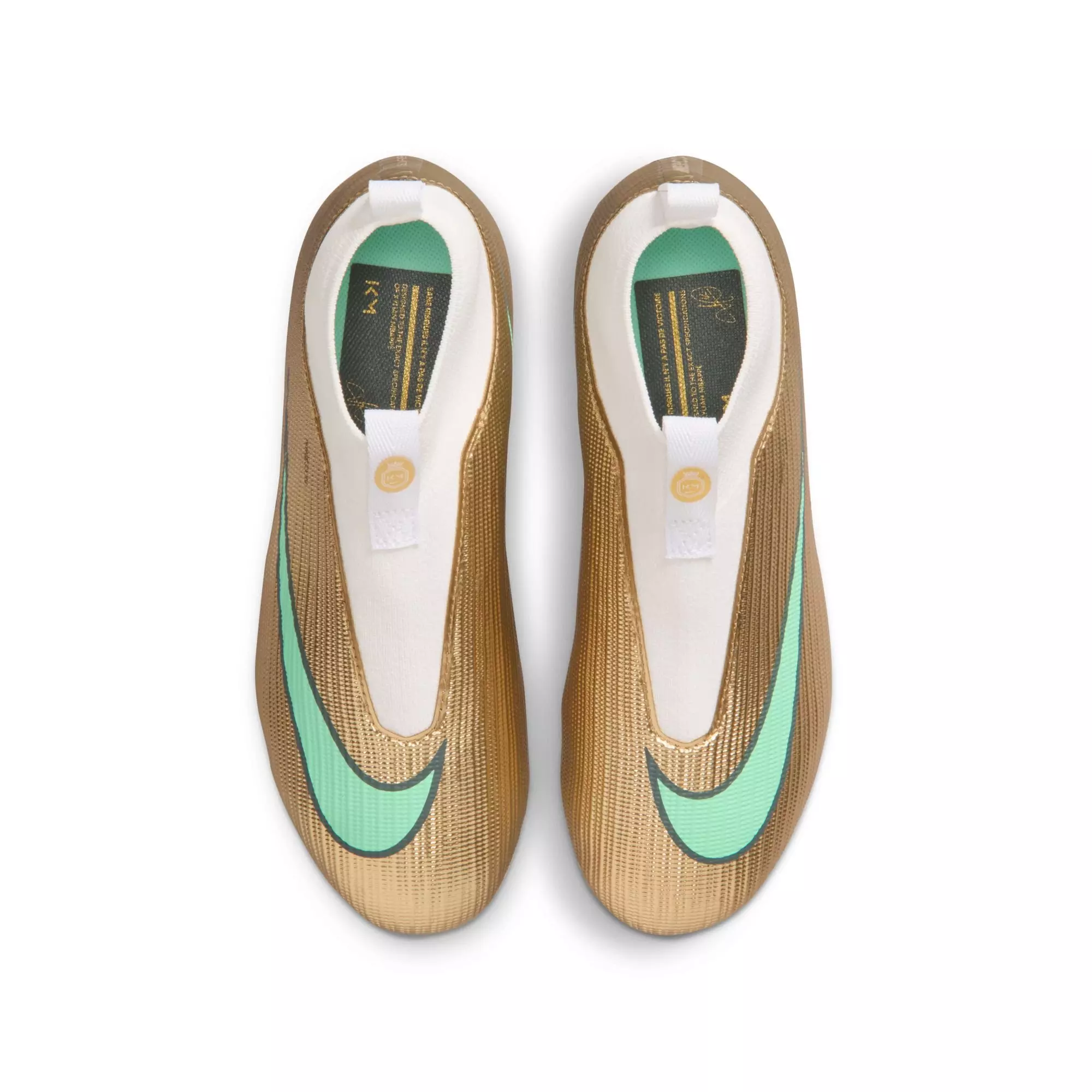 Nike Jr. Mercurial Superfly 11 Academy MG "Kylian Mbapp&eacute;" Grade School Kids' Soccer Cleat - METALLIC GOLD/GREEN GLOW