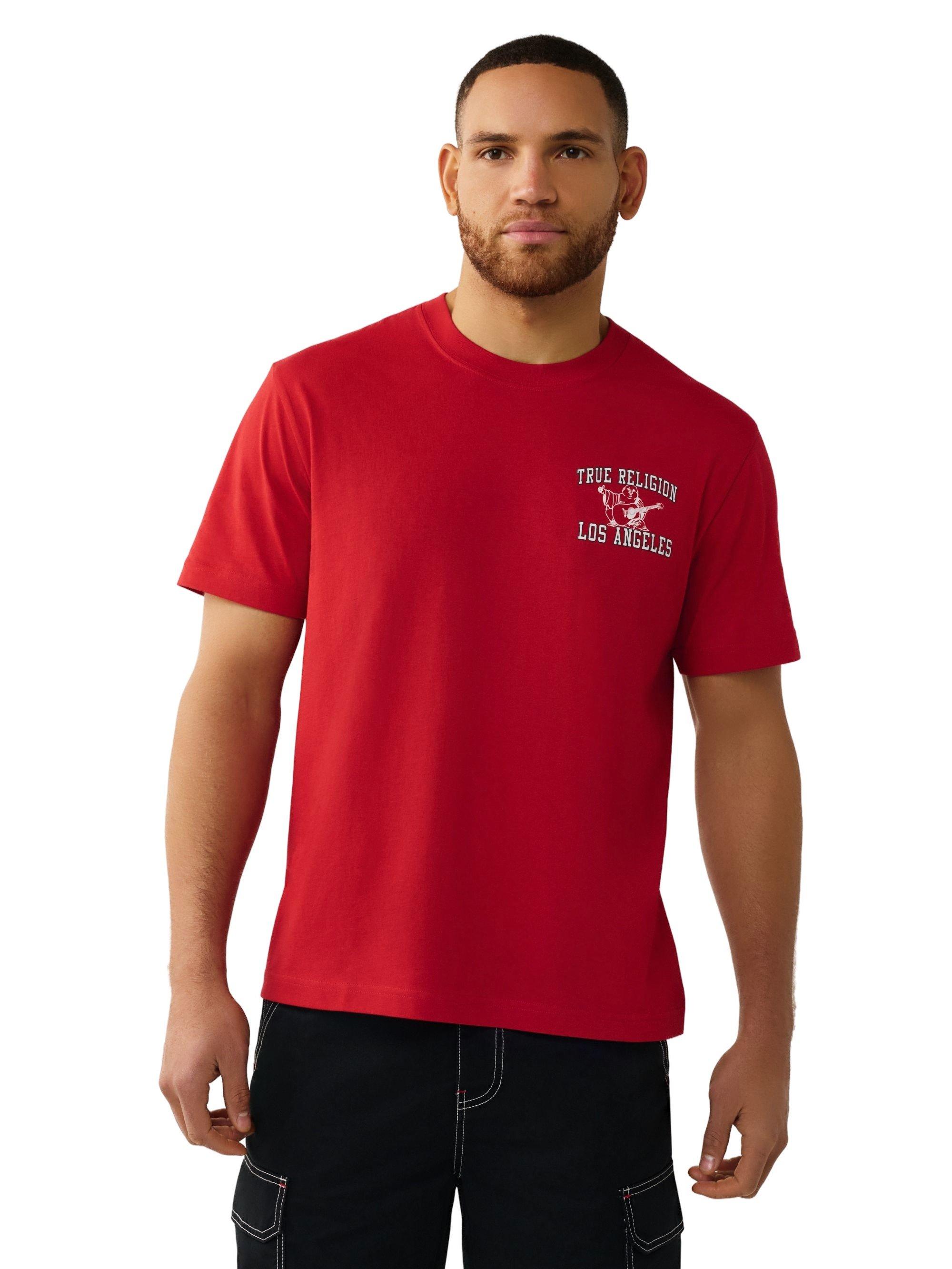 True Religion Men's Mesh Print Buddha Tee - RED Thumbnail View 1