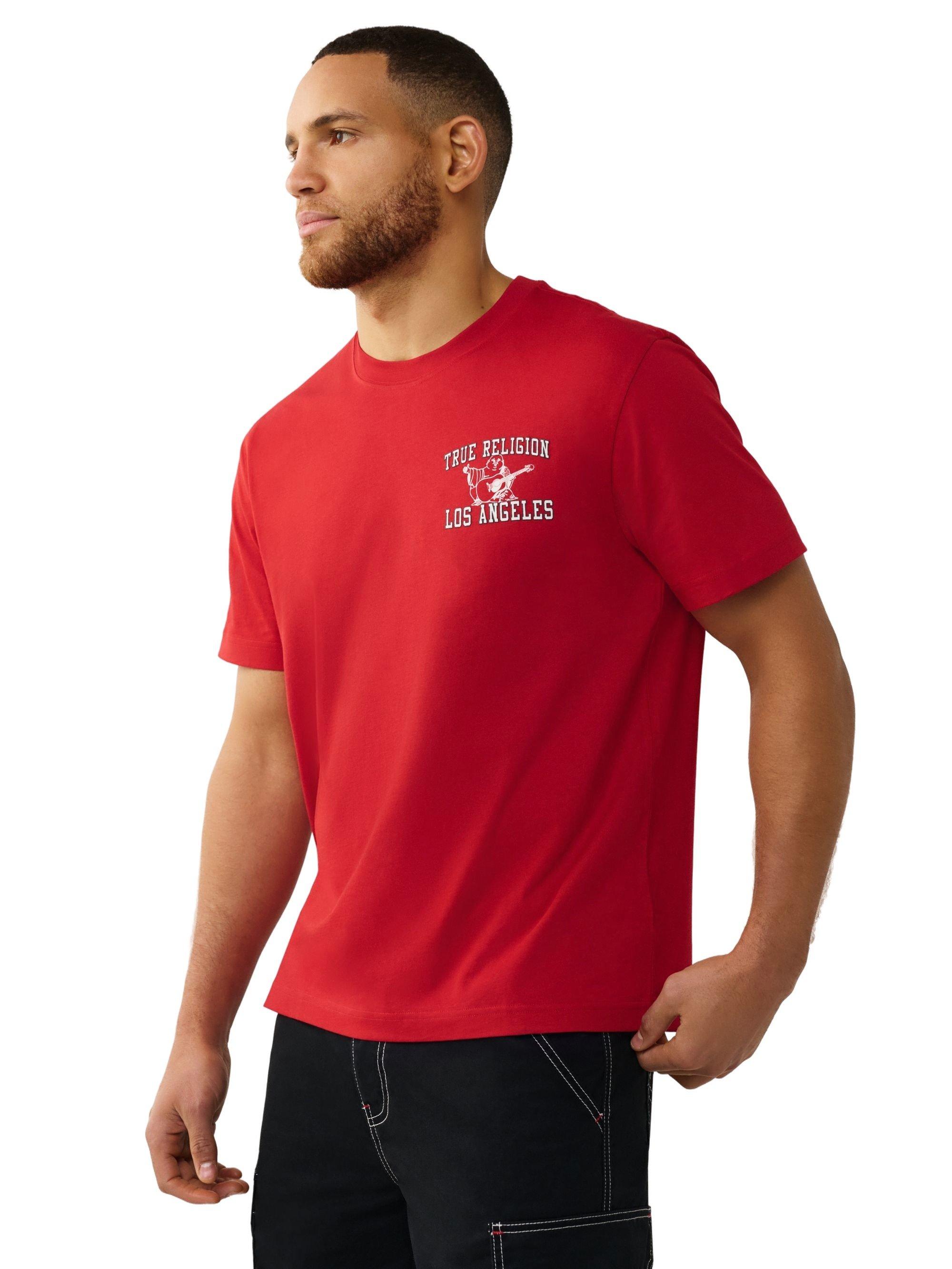 True Religion Men's Mesh Print Buddha Tee - RED Thumbnail View 3