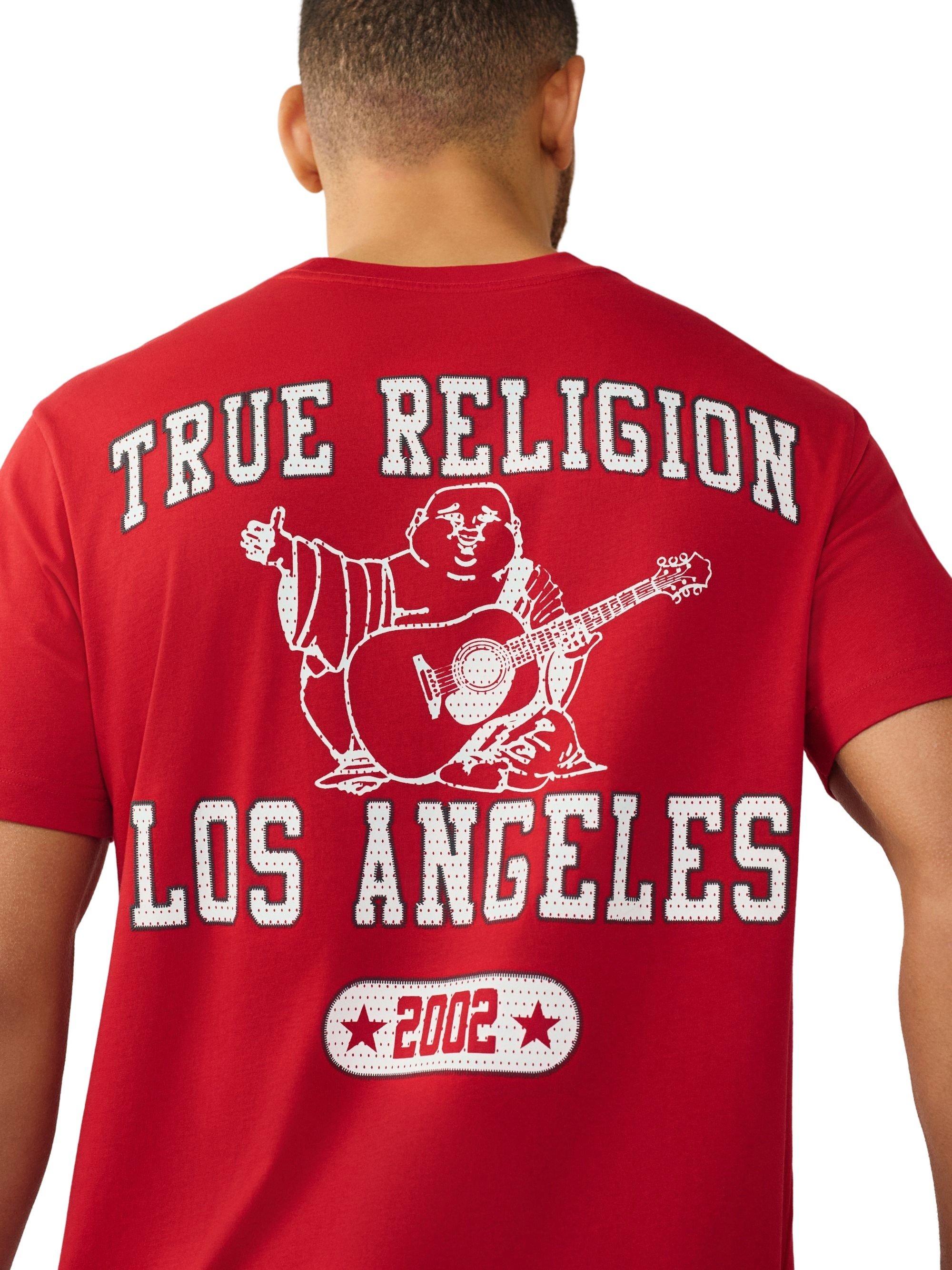True Religion Men's Mesh Print Buddha Tee - RED Thumbnail View 6