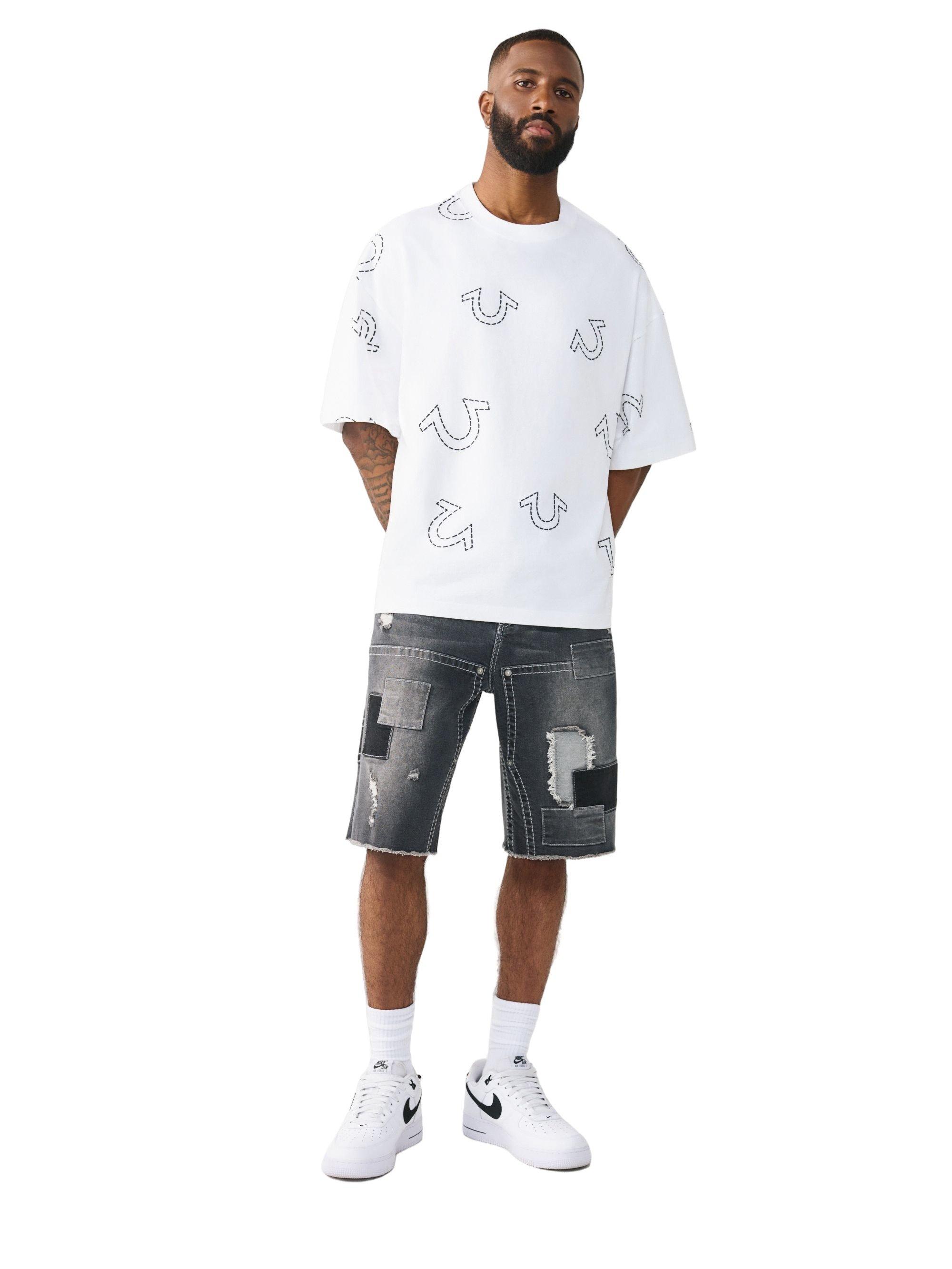 True Religion Men's Horseshoe Print Oversized Tee - White - WHITE Thumbnail View 5