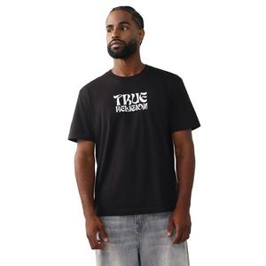 True Religion Men's Wavy Logo Buddha Face Graphic Tee