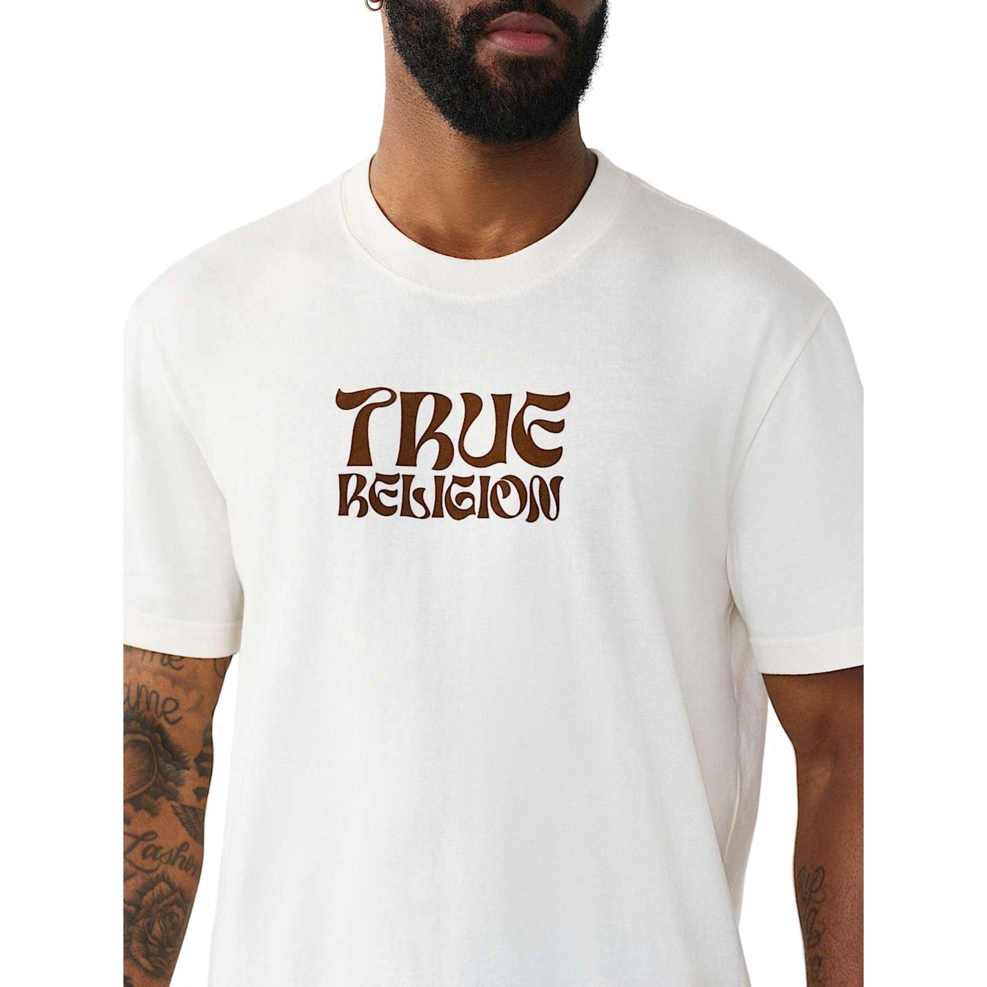 True Religion Men's Wavy Logo Buddha Face Graphic Tee - IVORY Thumbnail View 3