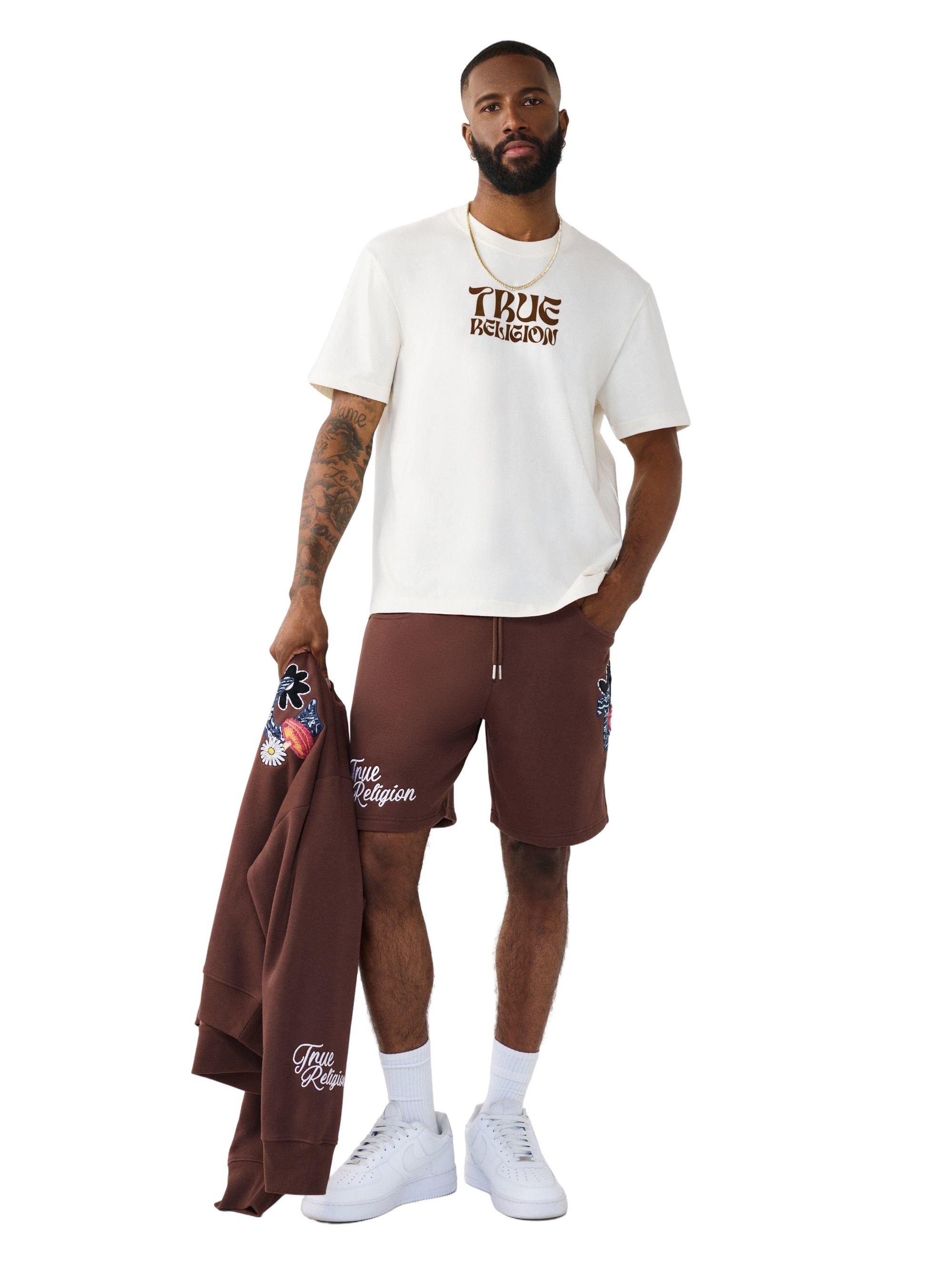 True Religion Men's Wavy Logo Buddha Face Graphic Tee - IVORY Thumbnail View 6