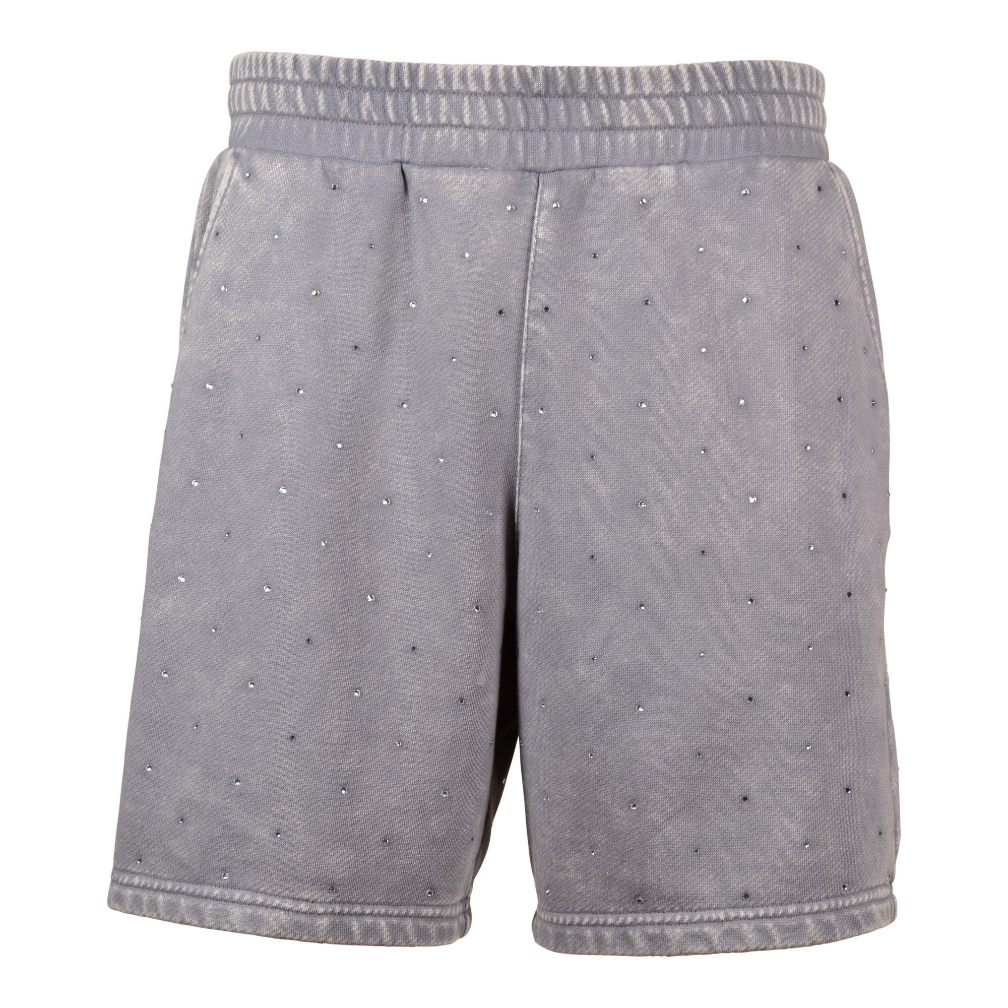 Reason Men's Washed Rhinestone Shorts - Grey - GREY Thumbnail View 1