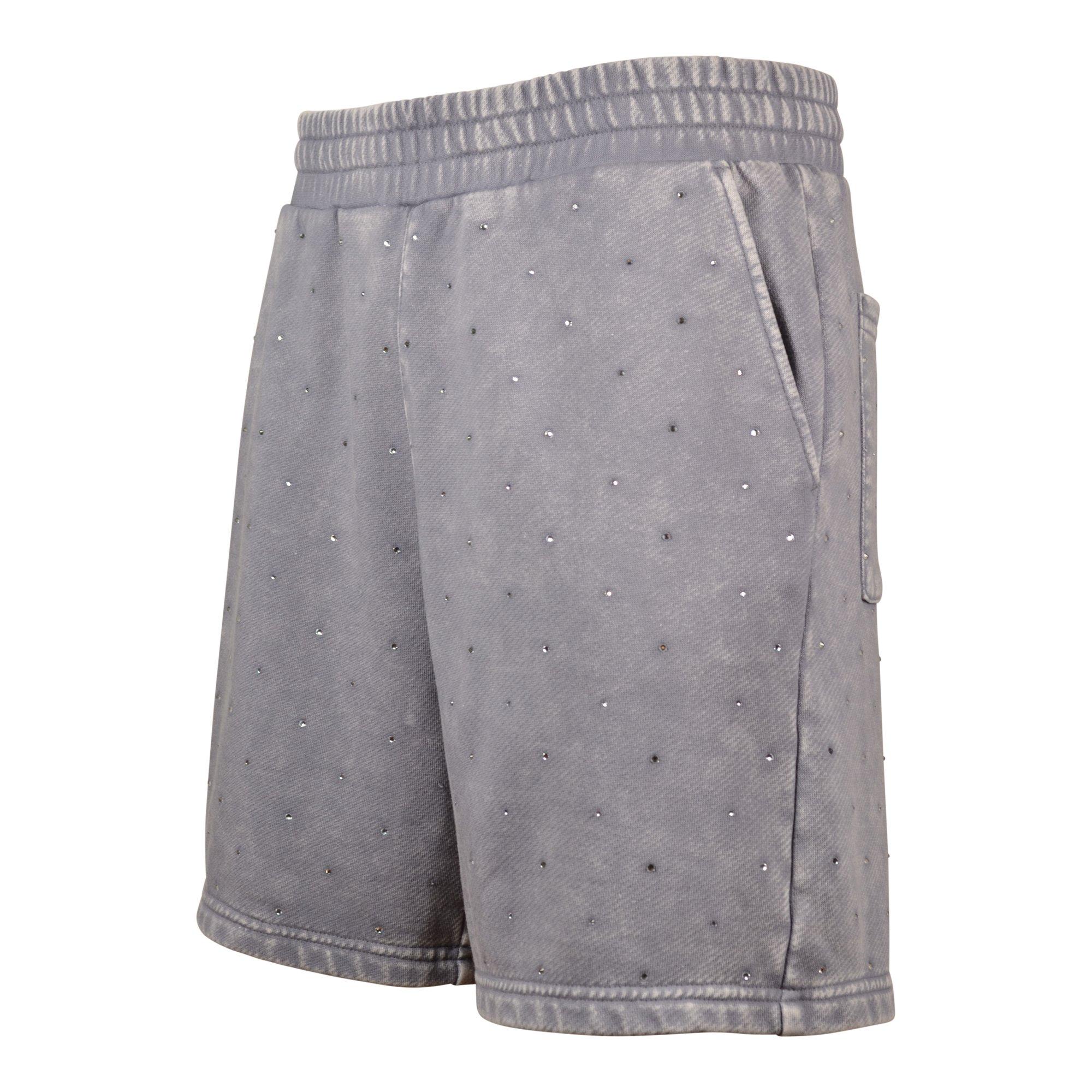 Reason Men's Washed Rhinestone Shorts - Grey - GREY Thumbnail View 3