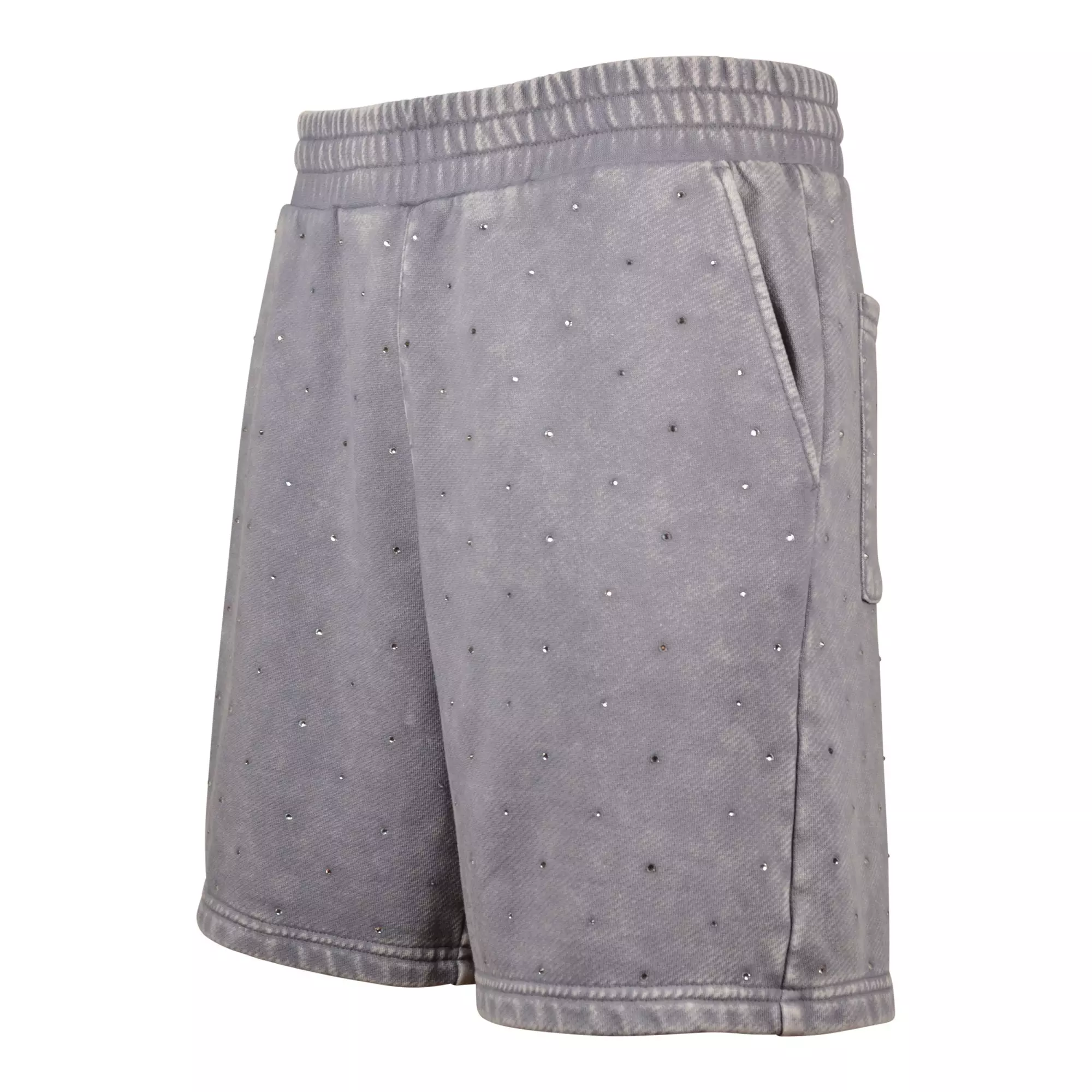 Reason Men's Washed Rhinestone Shorts - Grey - GREY
