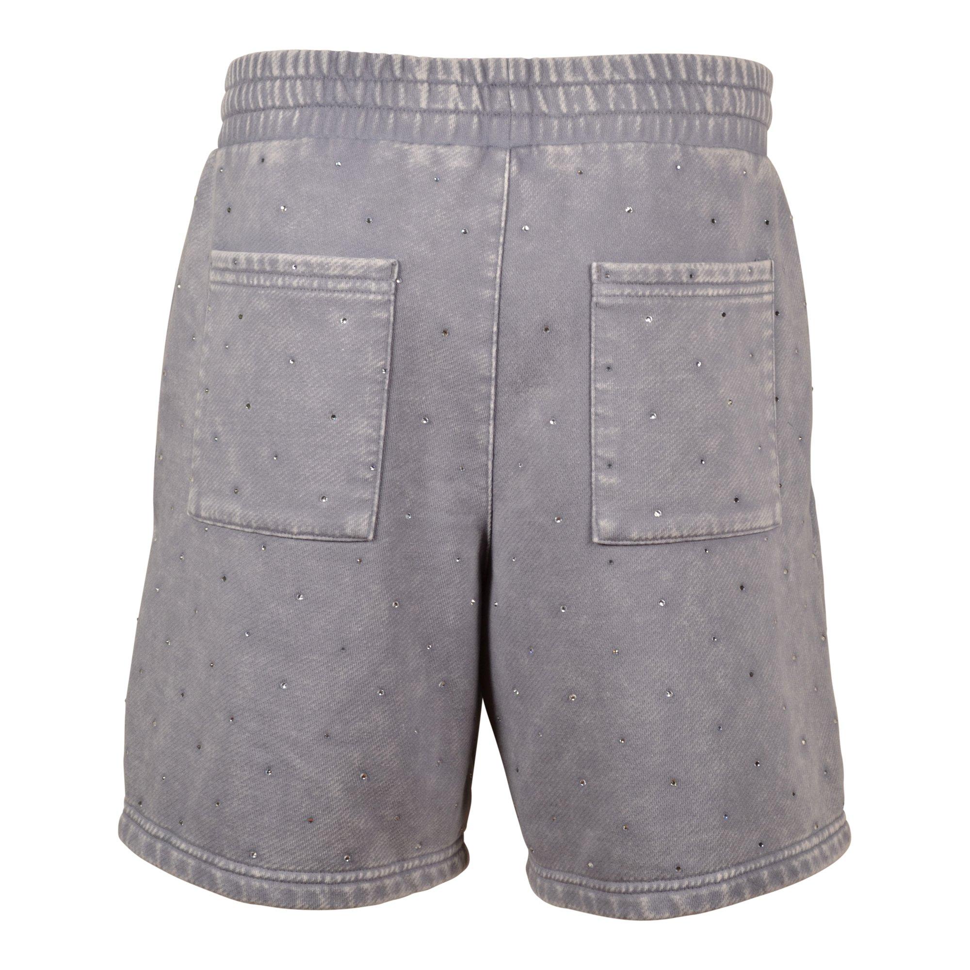 Reason Men's Washed Rhinestone Shorts - Grey - GREY Thumbnail View 2