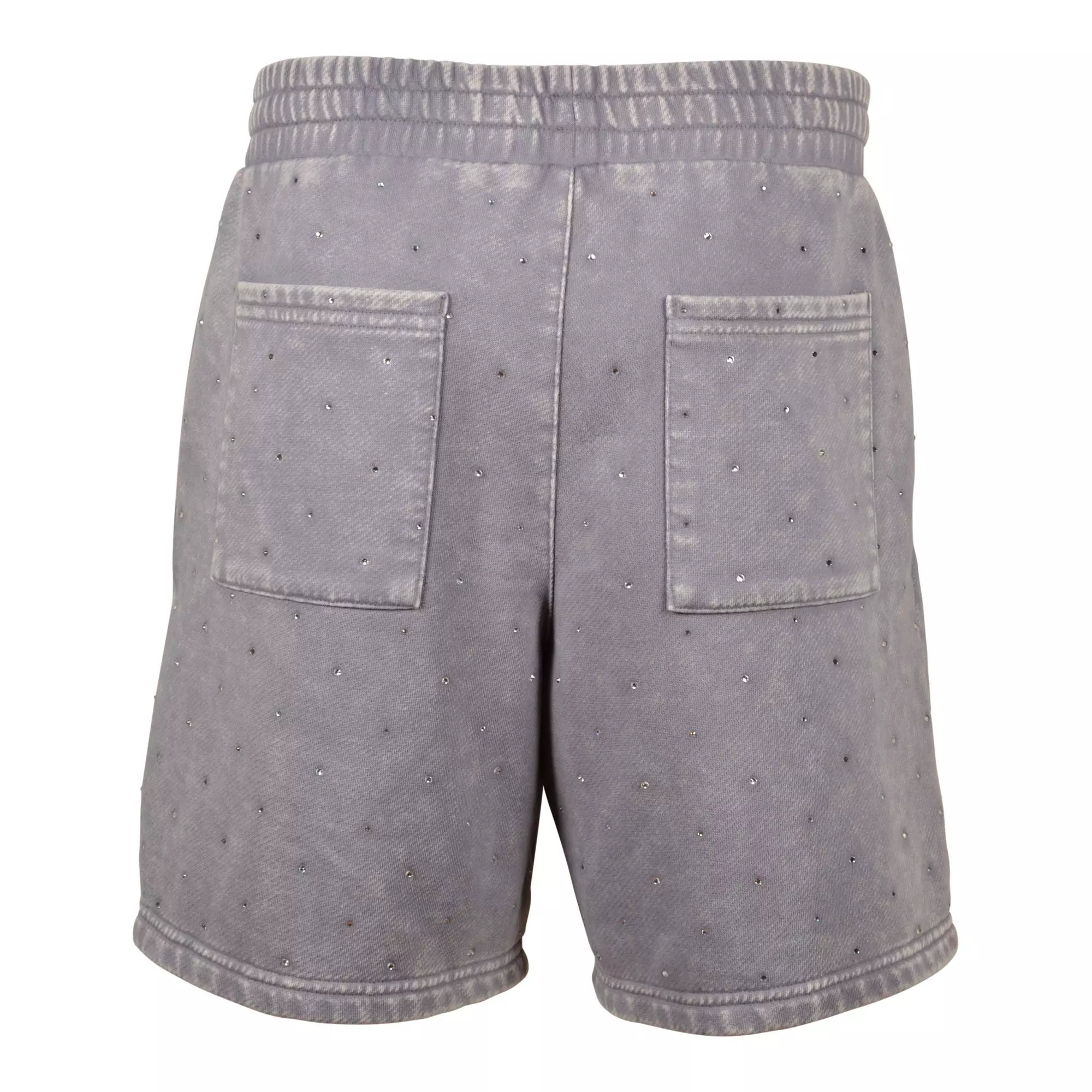Reason Men's Washed Rhinestone Shorts - Grey - GREY