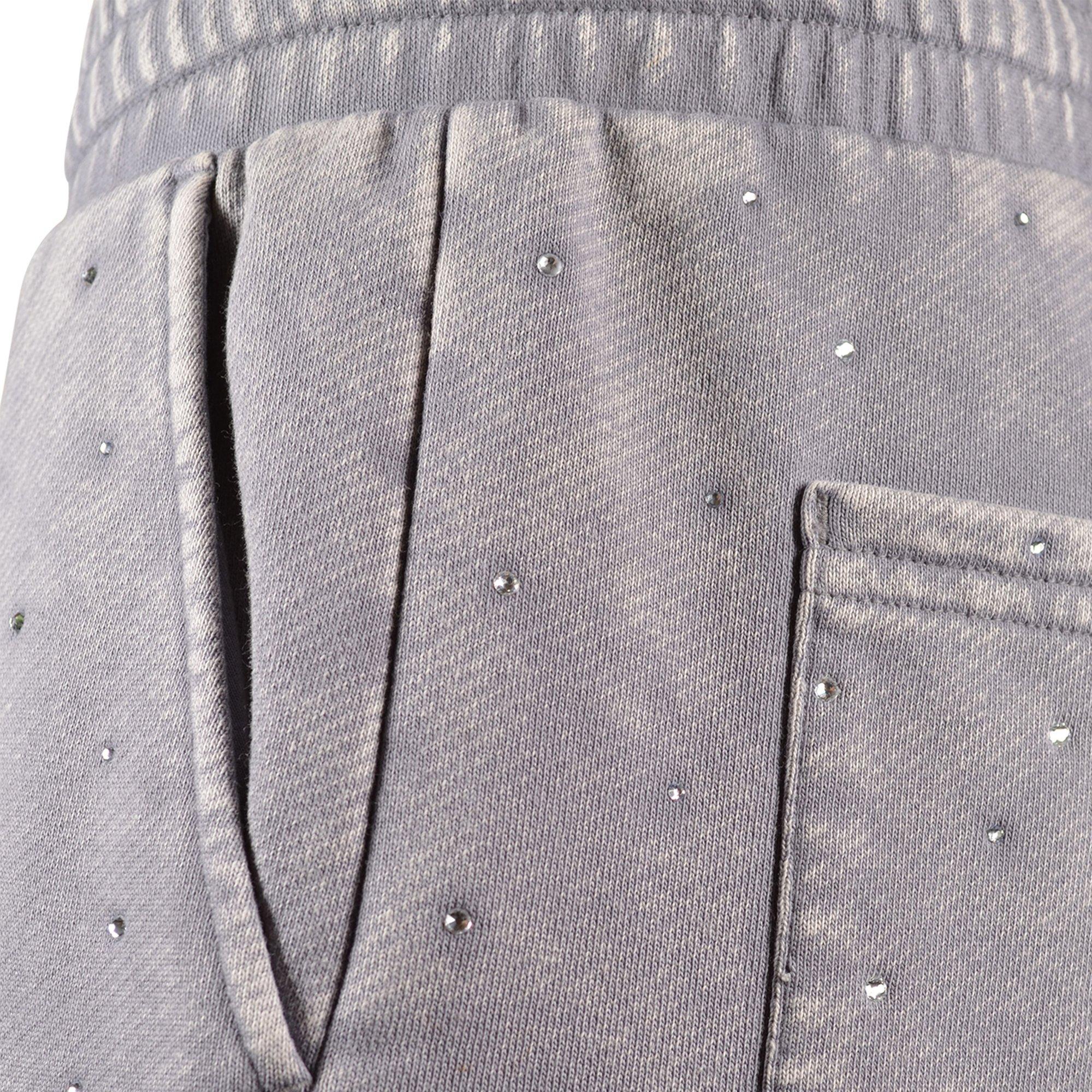 Reason Men's Washed Rhinestone Shorts - Grey - GREY Thumbnail View 4