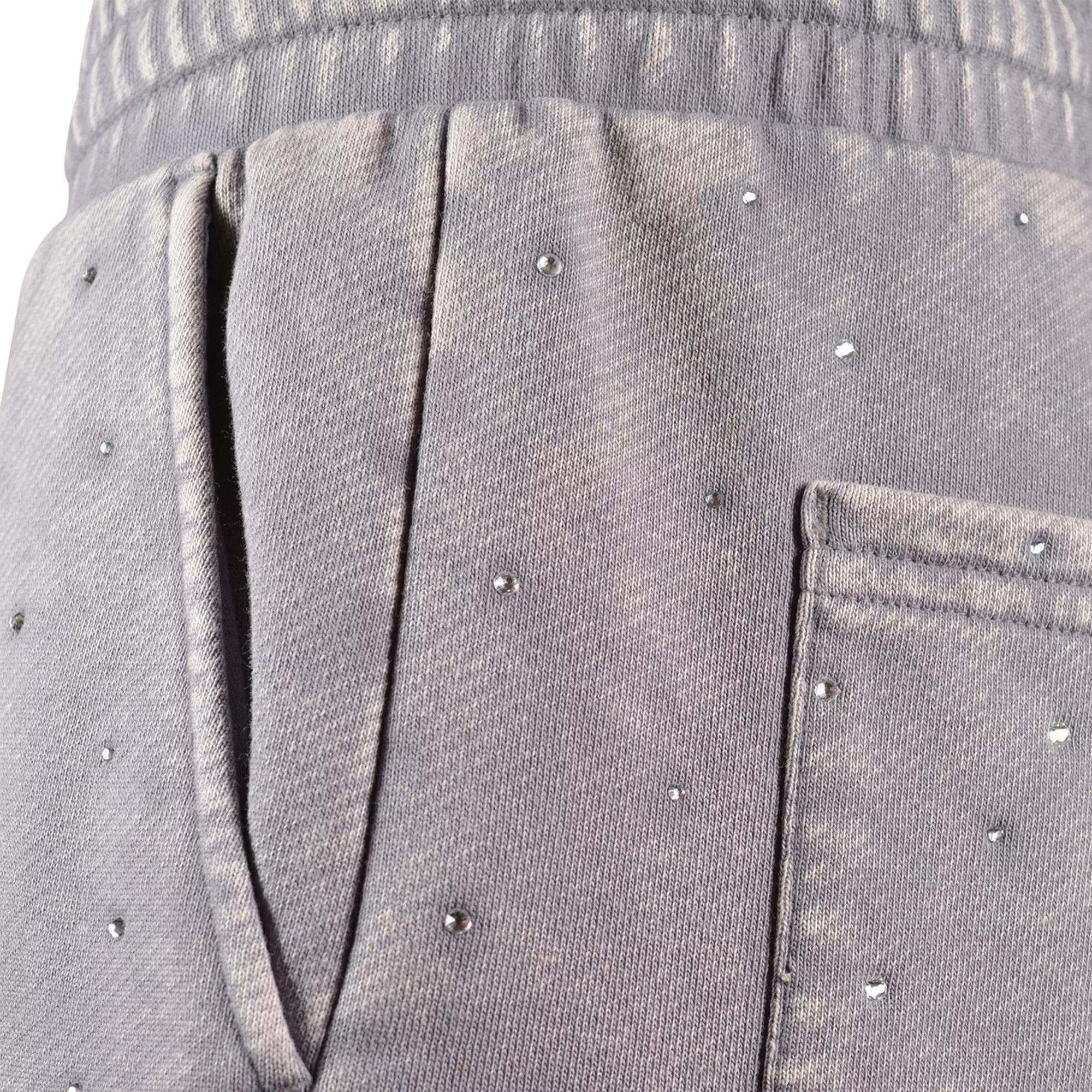 Reason Men's Washed Rhinestone Shorts - Grey - GREY