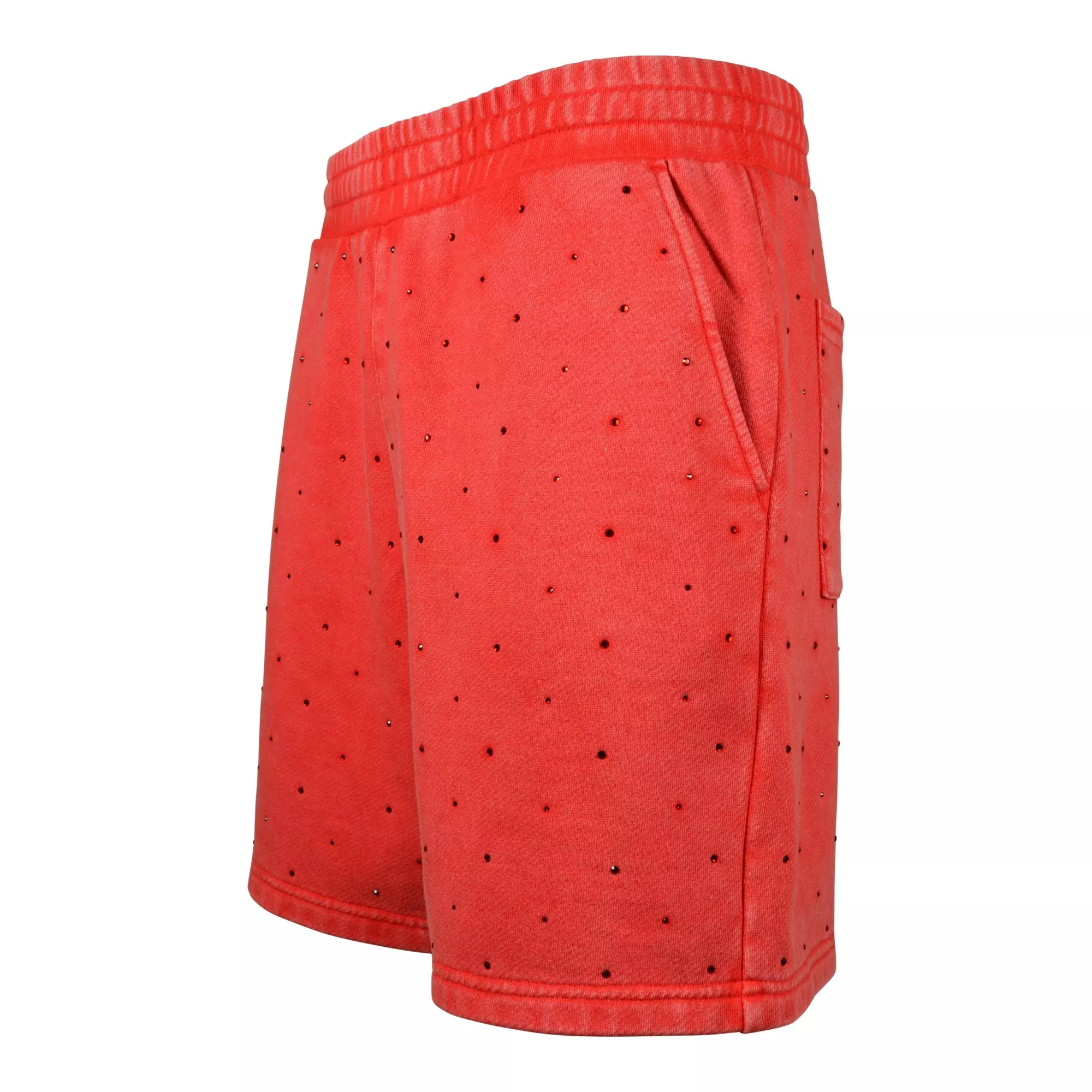 Reason Men's Washed Rhinestone Shorts - Red - RED