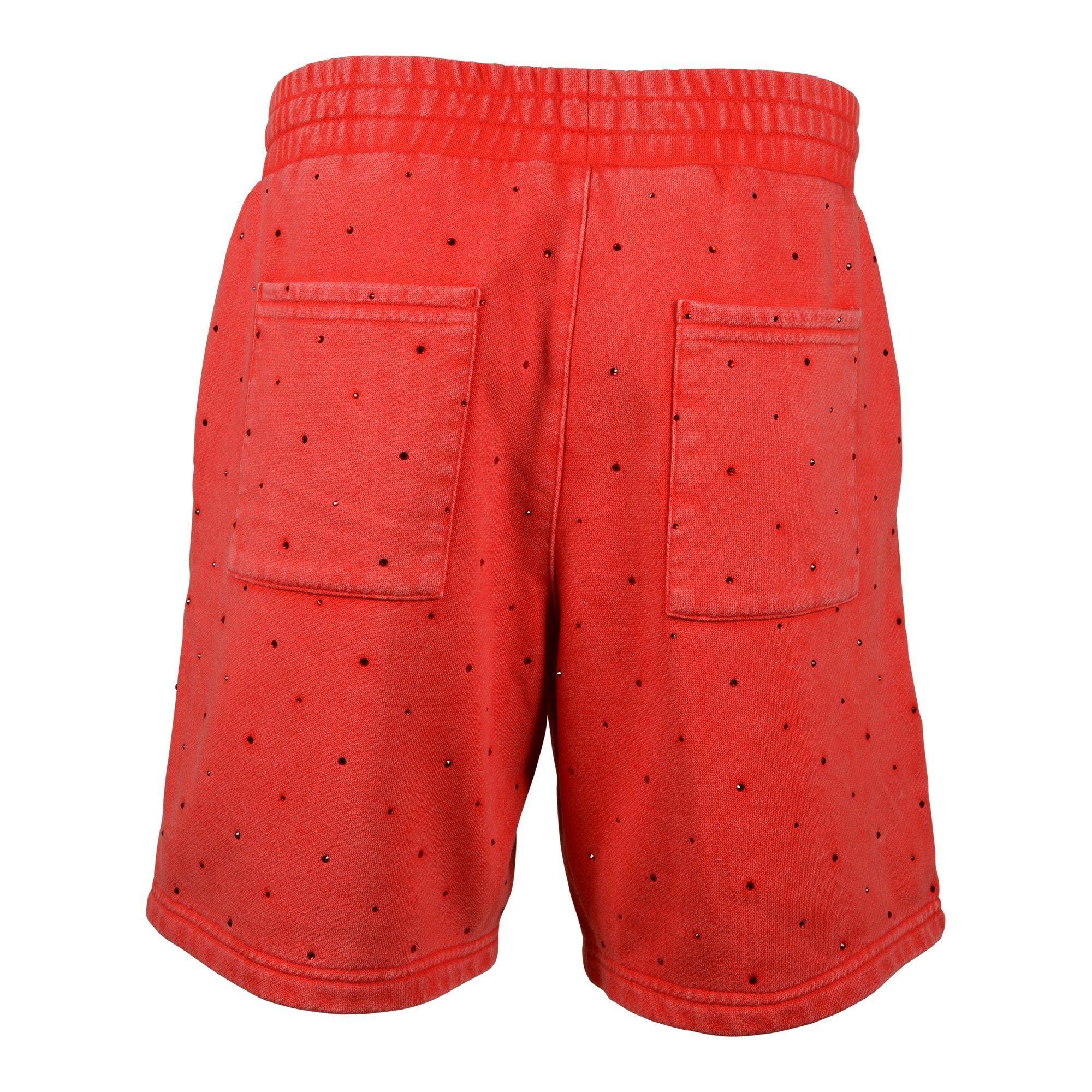 Reason Men's Washed Rhinestone Shorts - Red - RED Thumbnail View 2