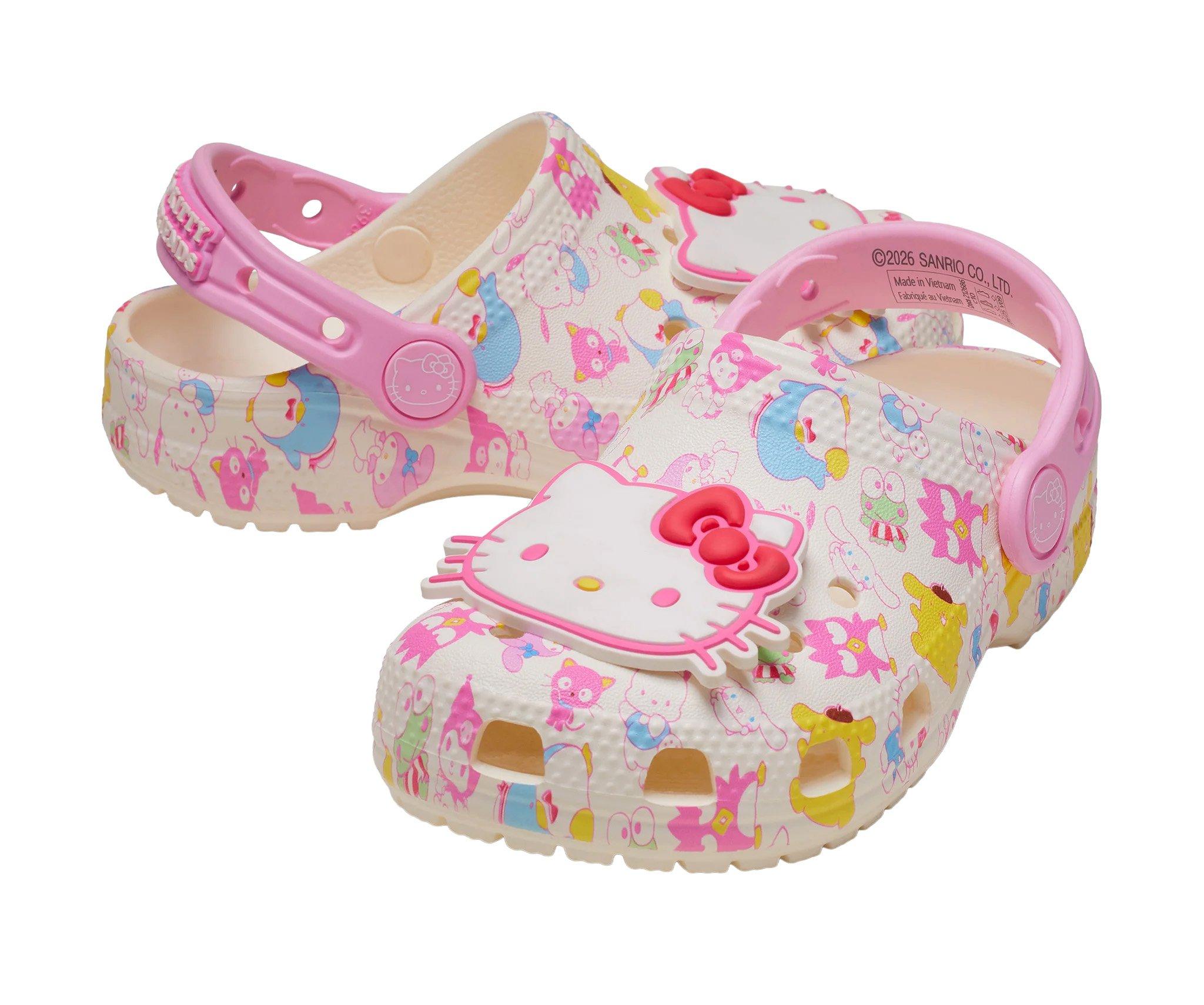 Crocs Classic "Hello Kitty and Friends" Toddler Girls' Clog - WHITE/PINK Thumbnail View 4