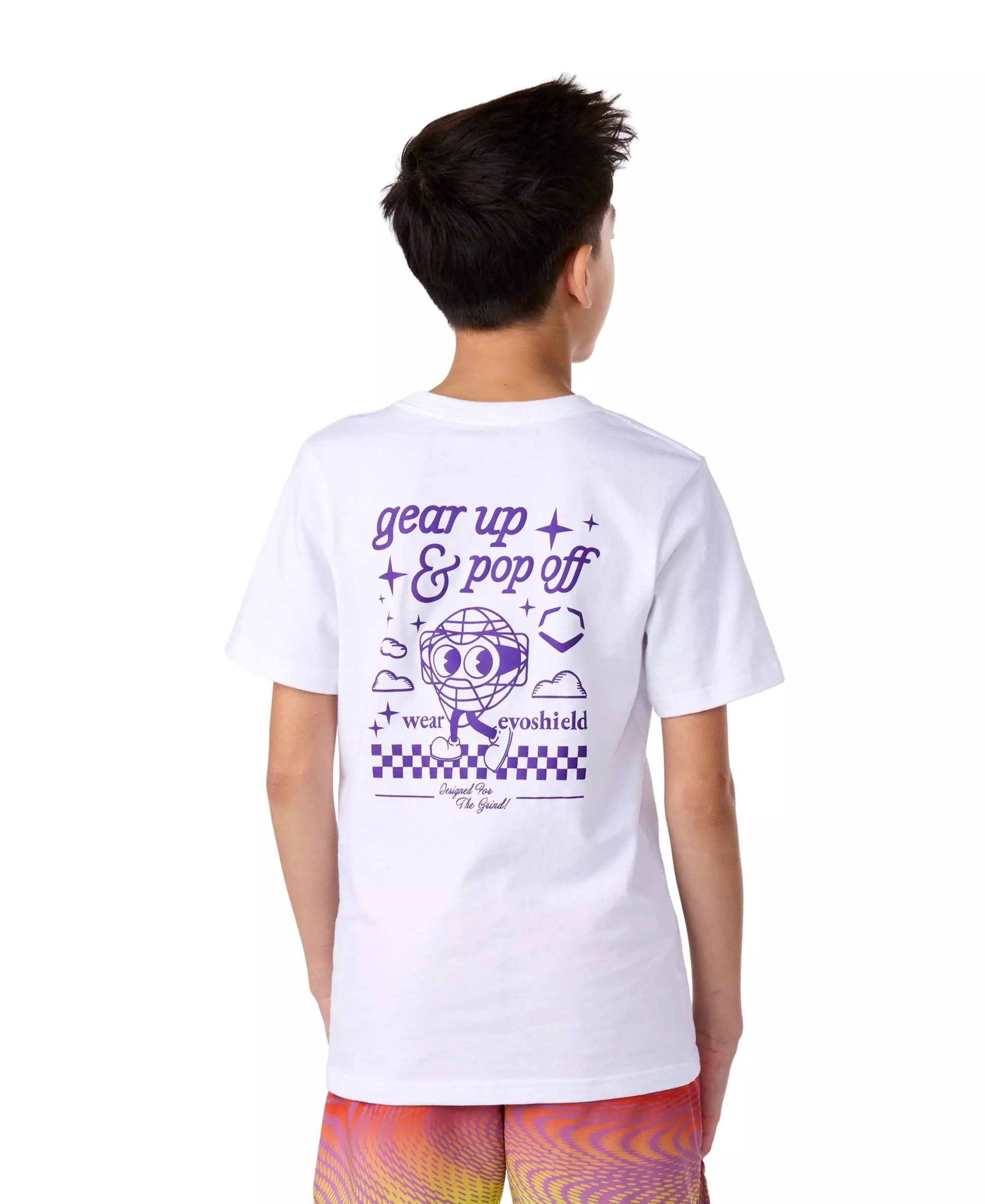 EvoShield Big Boys' Purple Smiley Tee - WHITE/PURPLE