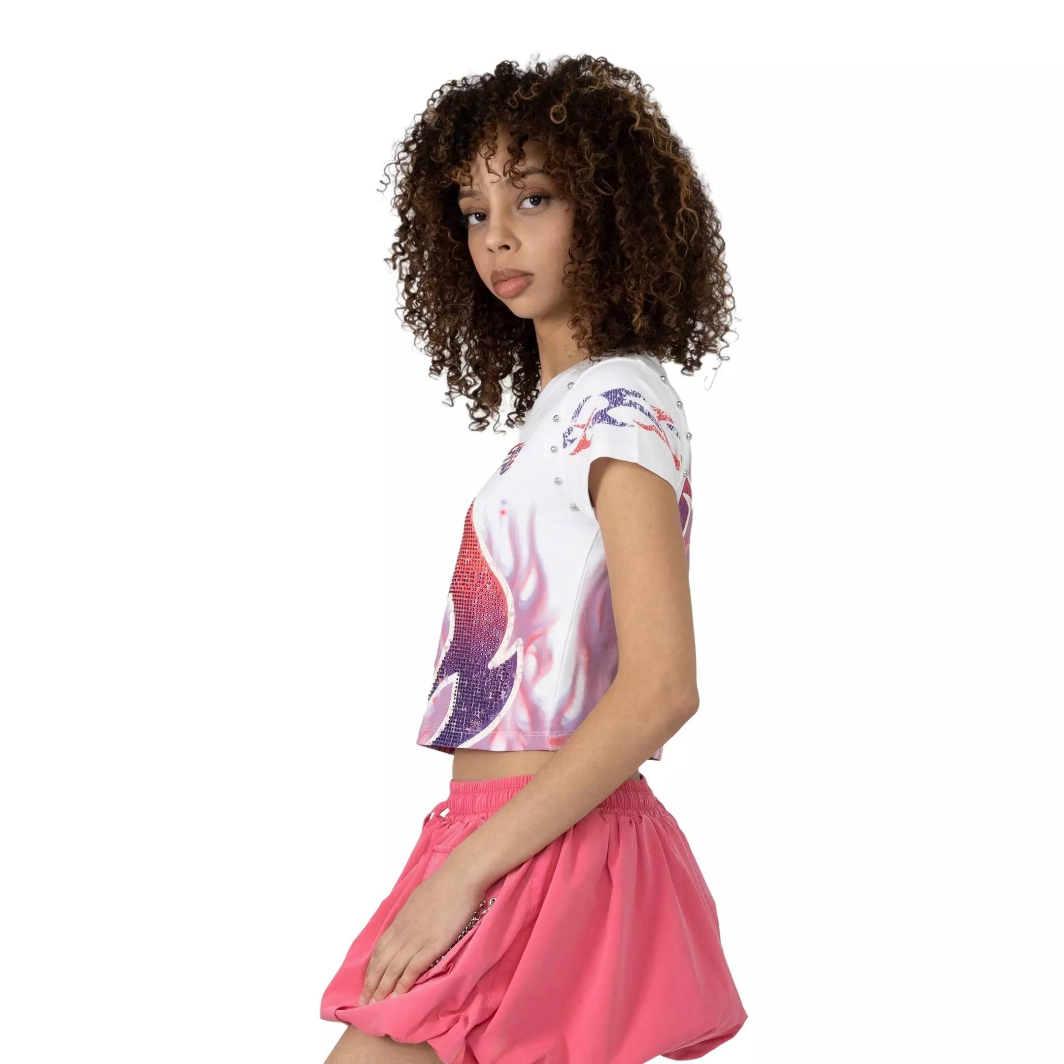 Smoke Rise Men's Kara Smoke Flame Tee - White - WHITE/PINK