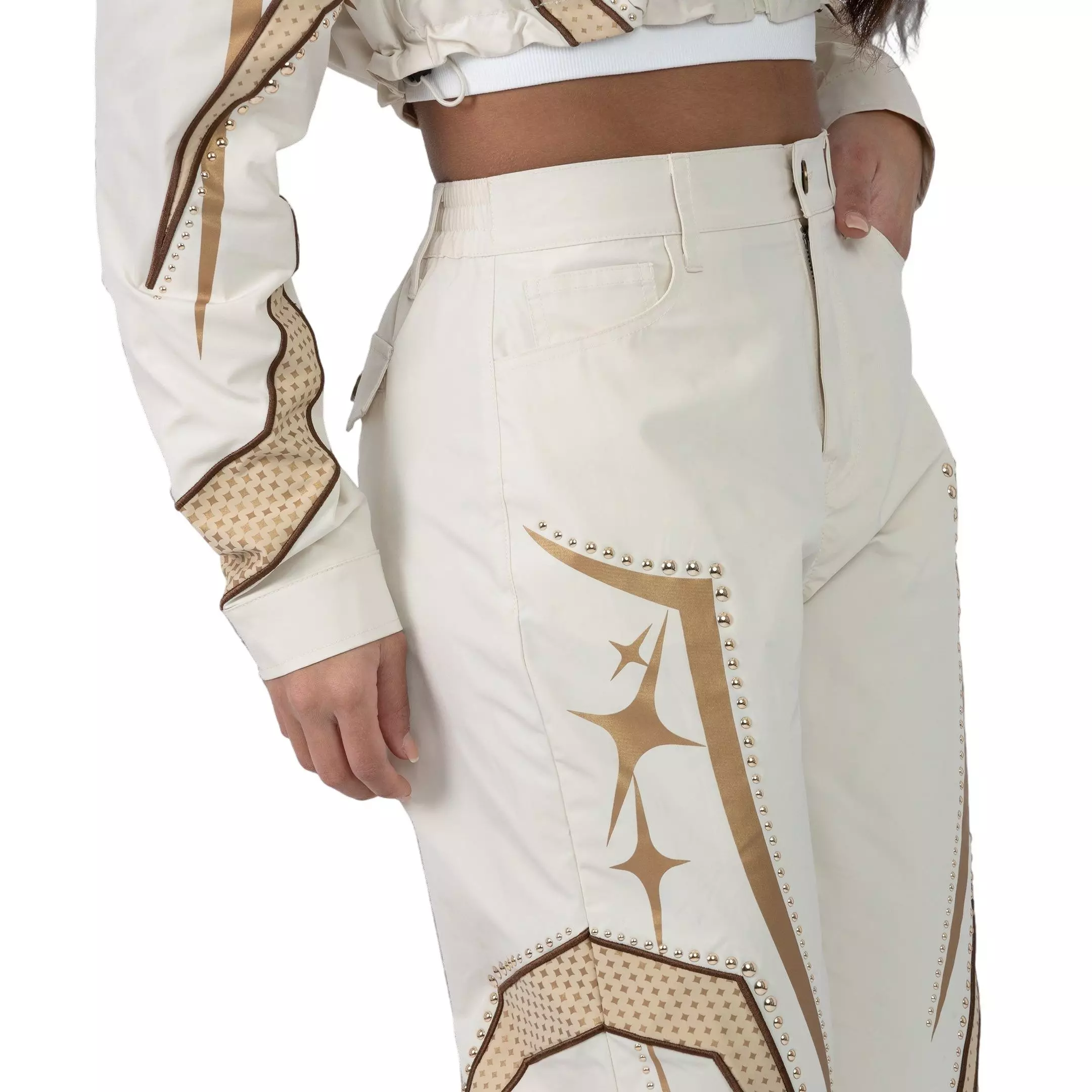 Smoke Rise Women's Wide Leg Woven Pants - Rose Gold - ROSE GOLD