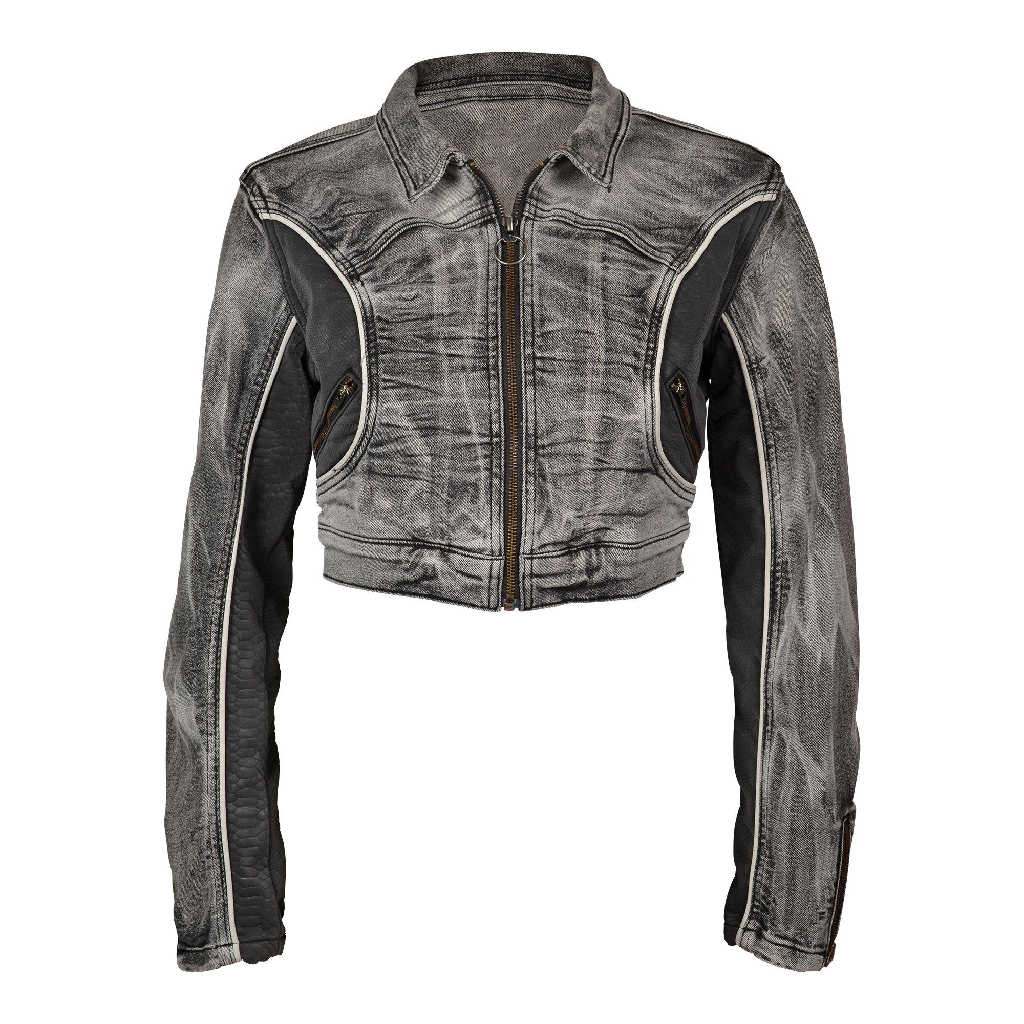 Smoke Rise Women's Slim Trucker Jacket - Snake - BLACK/WHITE Thumbnail View 1
