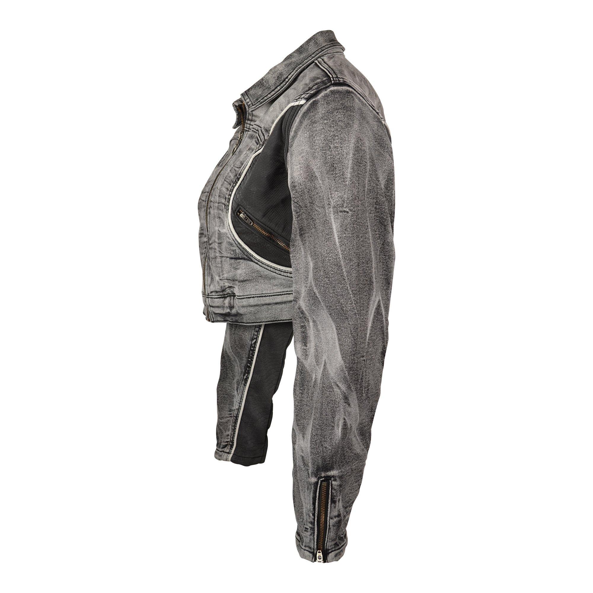 Smoke Rise Women's Slim Trucker Jacket - Snake - BLACK/WHITE Thumbnail View 3