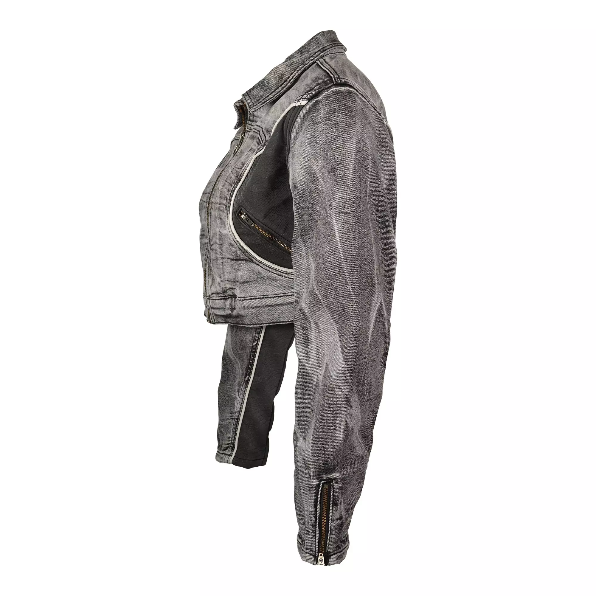 Smoke Rise Women's Slim Trucker Jacket - Snake - BLACK/WHITE