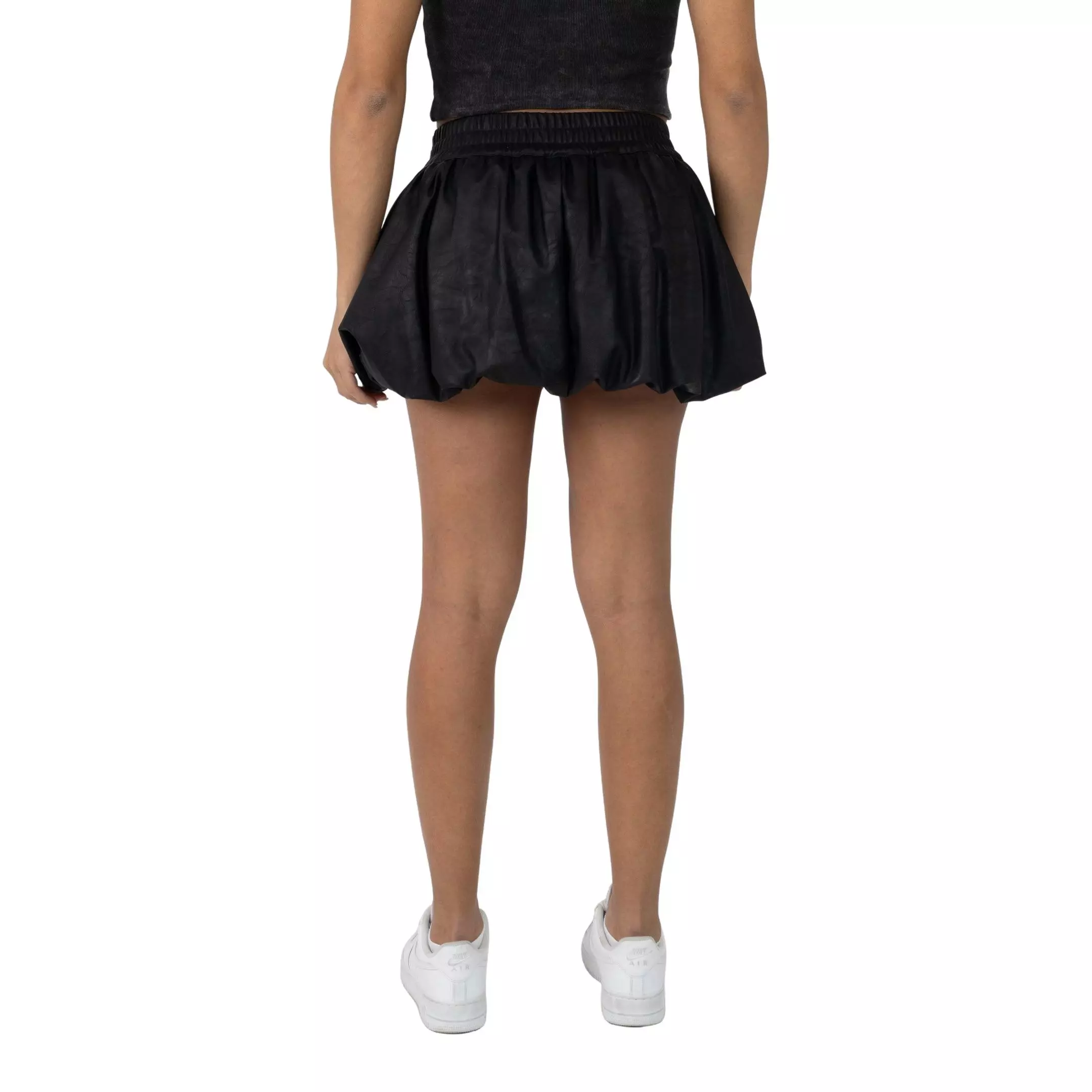 Smoke Rise Women's Pleather Bubble Skirt - Black - BLACK