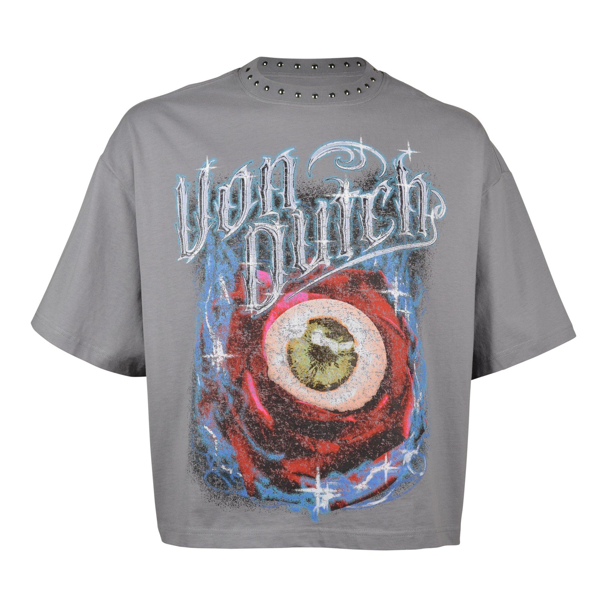 Von Dutch Men's Rose Stud Cropped Mockingbird Tee - GREY Thumbnail View 1