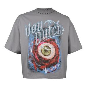Von Dutch Men's Rose Stud Cropped Mockingbird Tee