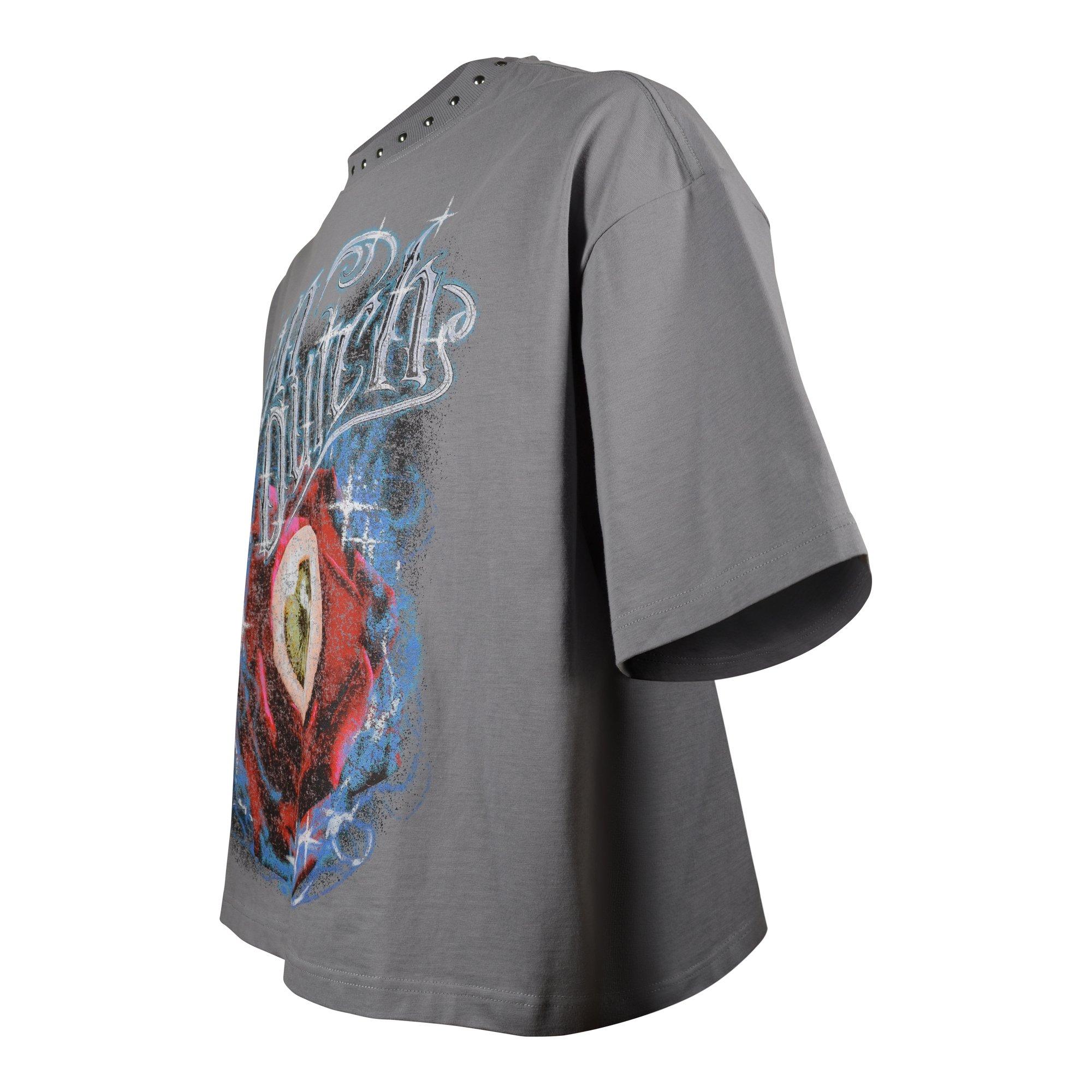 Von Dutch Men's Rose Stud Cropped Mockingbird Tee - GREY Thumbnail View 3